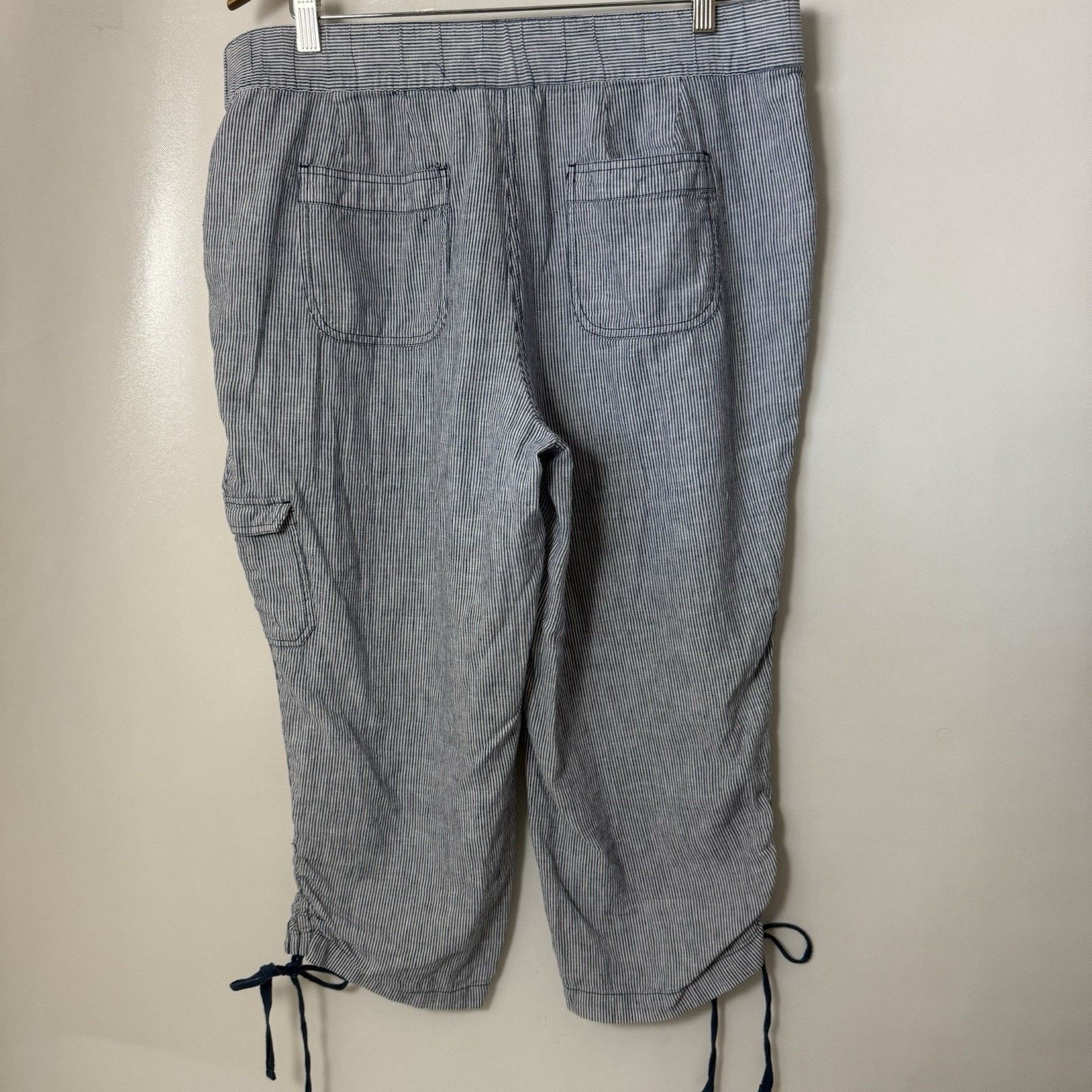 Other Rafaella Linen Pants Blue Striped Ruched Nautical Beach Size 36" / US 14 / IT 50 - 2 Thumbnail