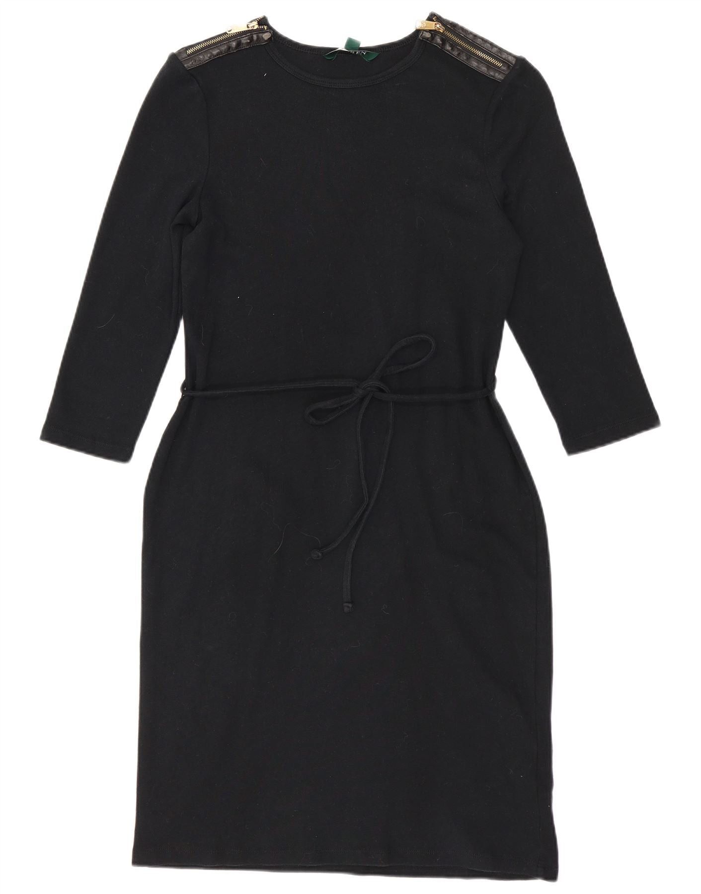 Ralph Lauren Womens 3/4 Sleeve Sheath Dress UK 10 Small Black Cotton Size XXS / US 00 / IT 34 - 1 Thumbnail