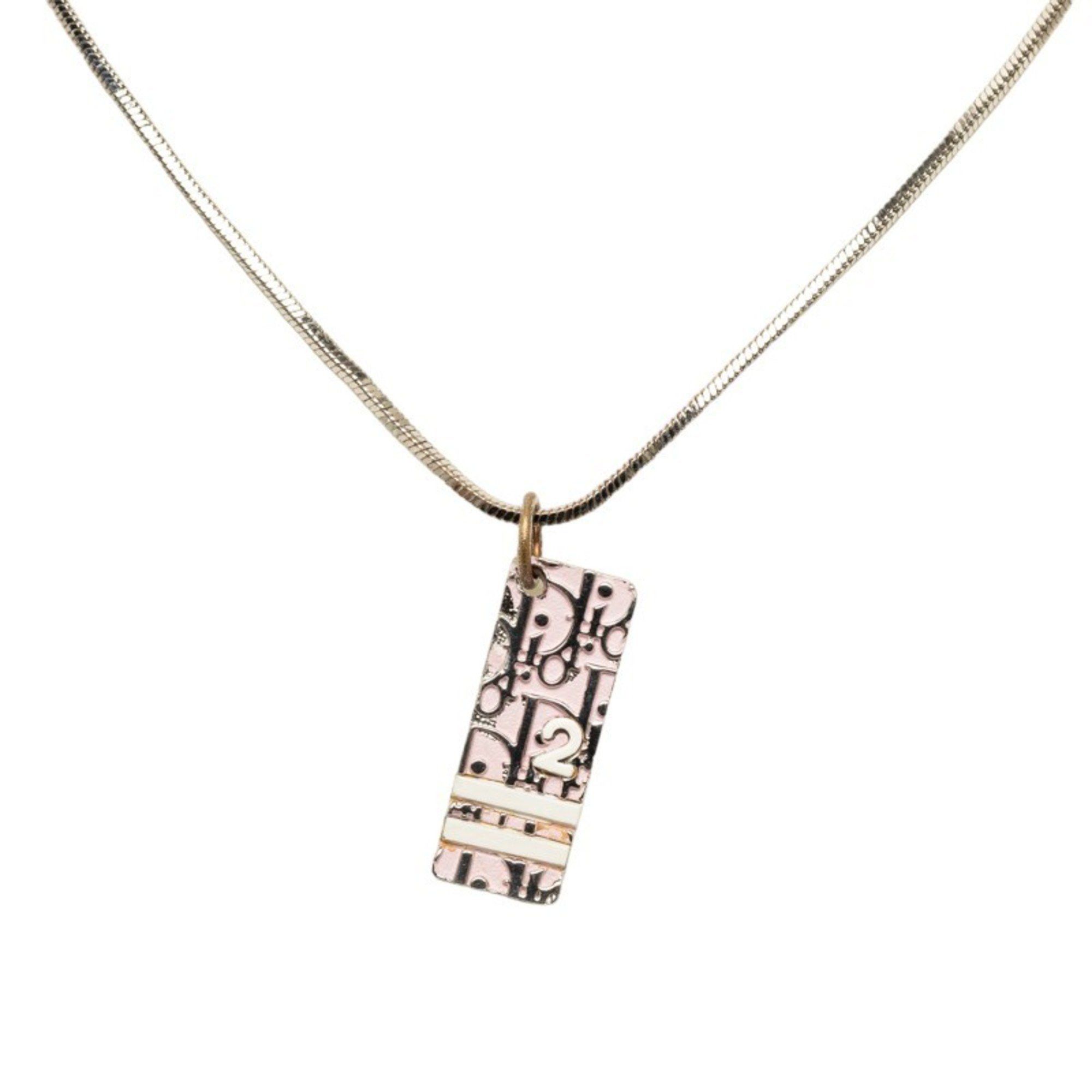 Dior Christian Dior Dior Trotter Necklace Silver Pink Metal Women's Size ONE SIZE - 1 Thumbnail