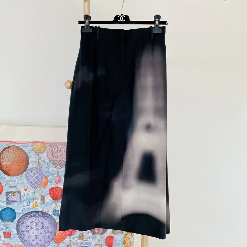 Dior Dior Black Wool Midi Skirt with Print 0089 Size 22" - 1 Thumbnail