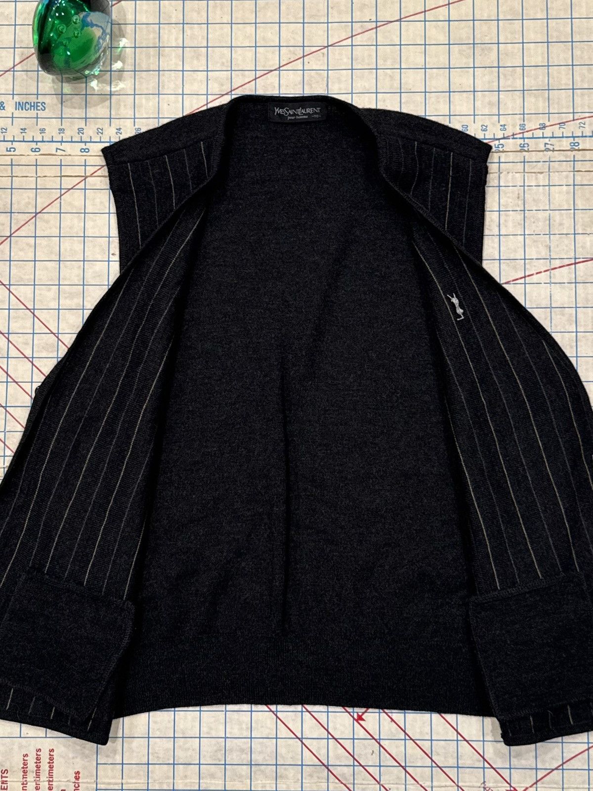 Yves Saint Laurent Vintage Yves Saint Laurent pour homme Pin Striped Knit Vest Size 42R - 6 Thumbnail