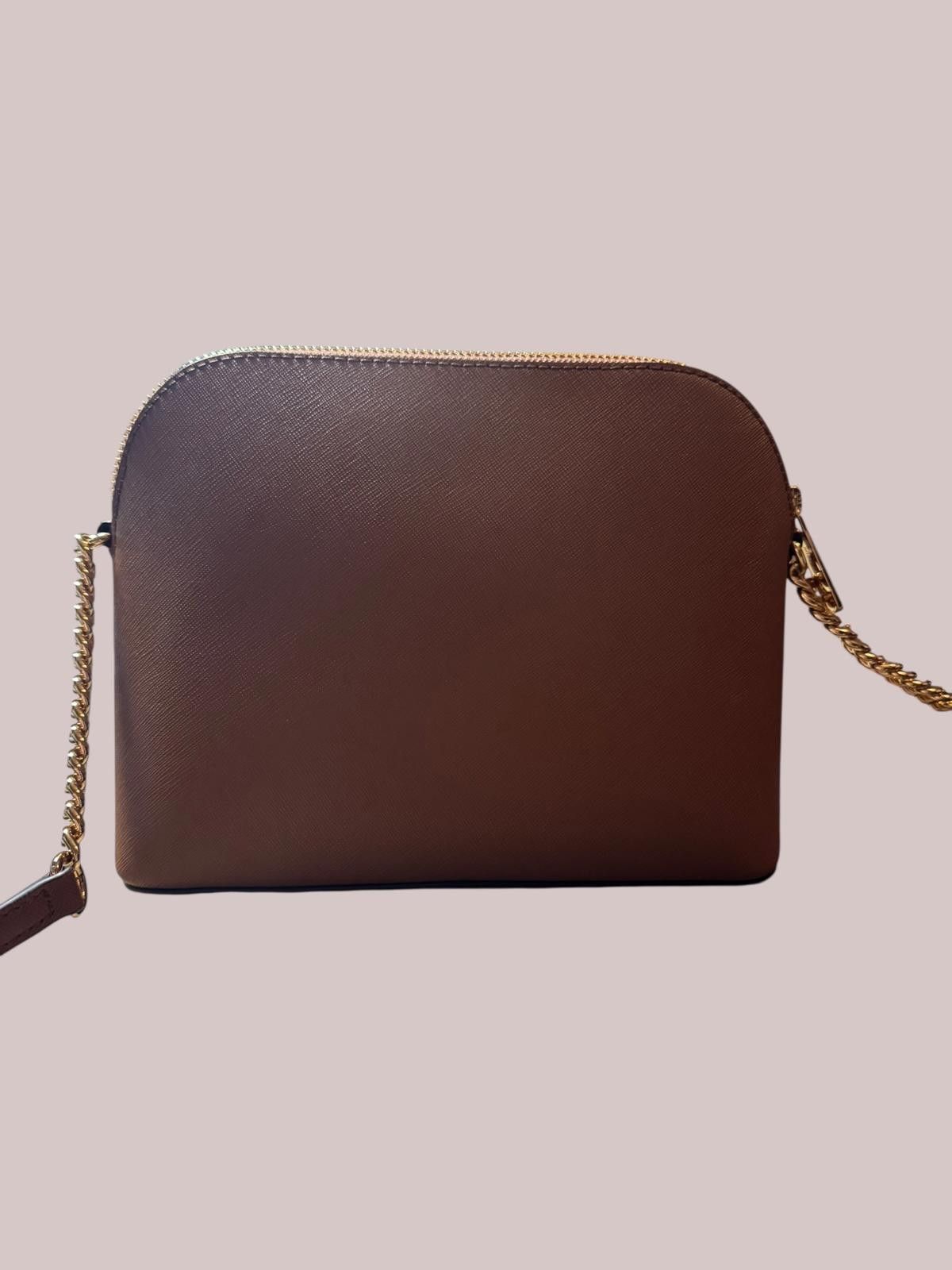 Michael Kors Michael Kors Brown Leather Crossbody with Gold Chain Strap Size ONE SIZE - 3 Thumbnail