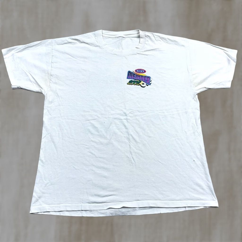 Vintage VINTAGE NHRA Shirt Men 2XL White Drag Racing Tee Y2K Grunge Stained Worn Graphic Print Short Sleeve Crew Neck Logo Decade: 90s Size US XXL / EU 58 / 5 - 1 Thumbnail