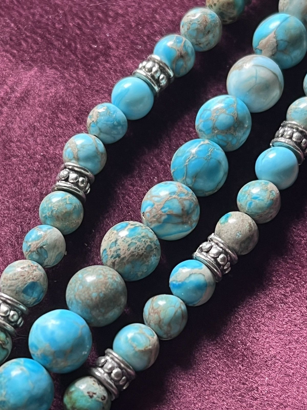 Other Boho Turquoise Beaded Apple Watch Band Silver Accents Size ONE SIZE - 2 Thumbnail
