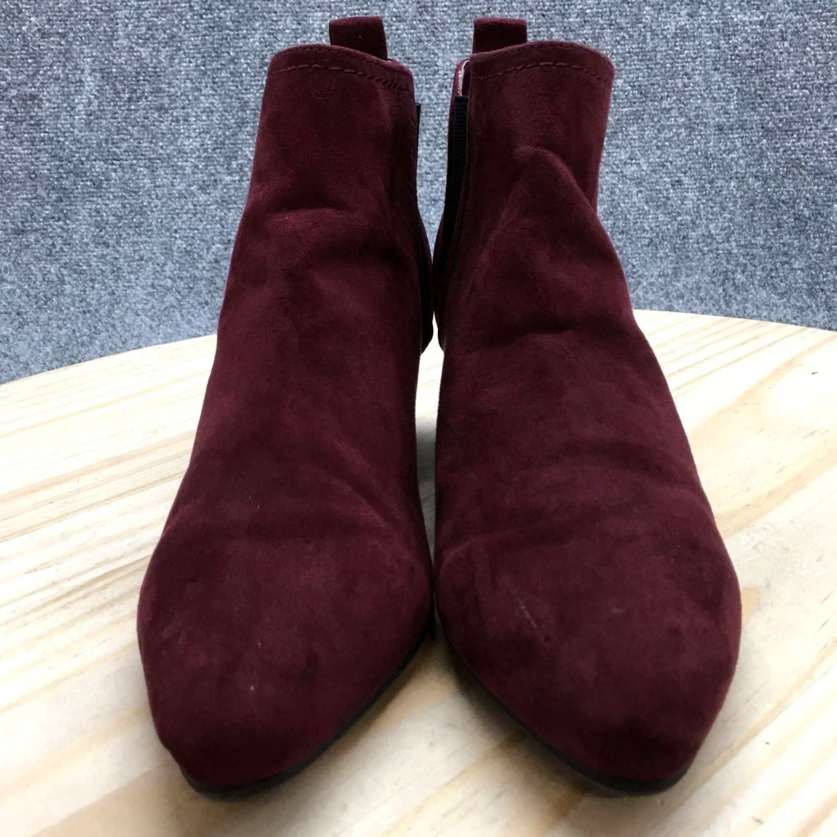 Vintage Unisa Boots Womens 7.5 M Gables Chelsea Burgundy Pull On Casual Ankle Block Heel Sh Size M / US 6-8 / IT 42-44 - 7 Thumbnail