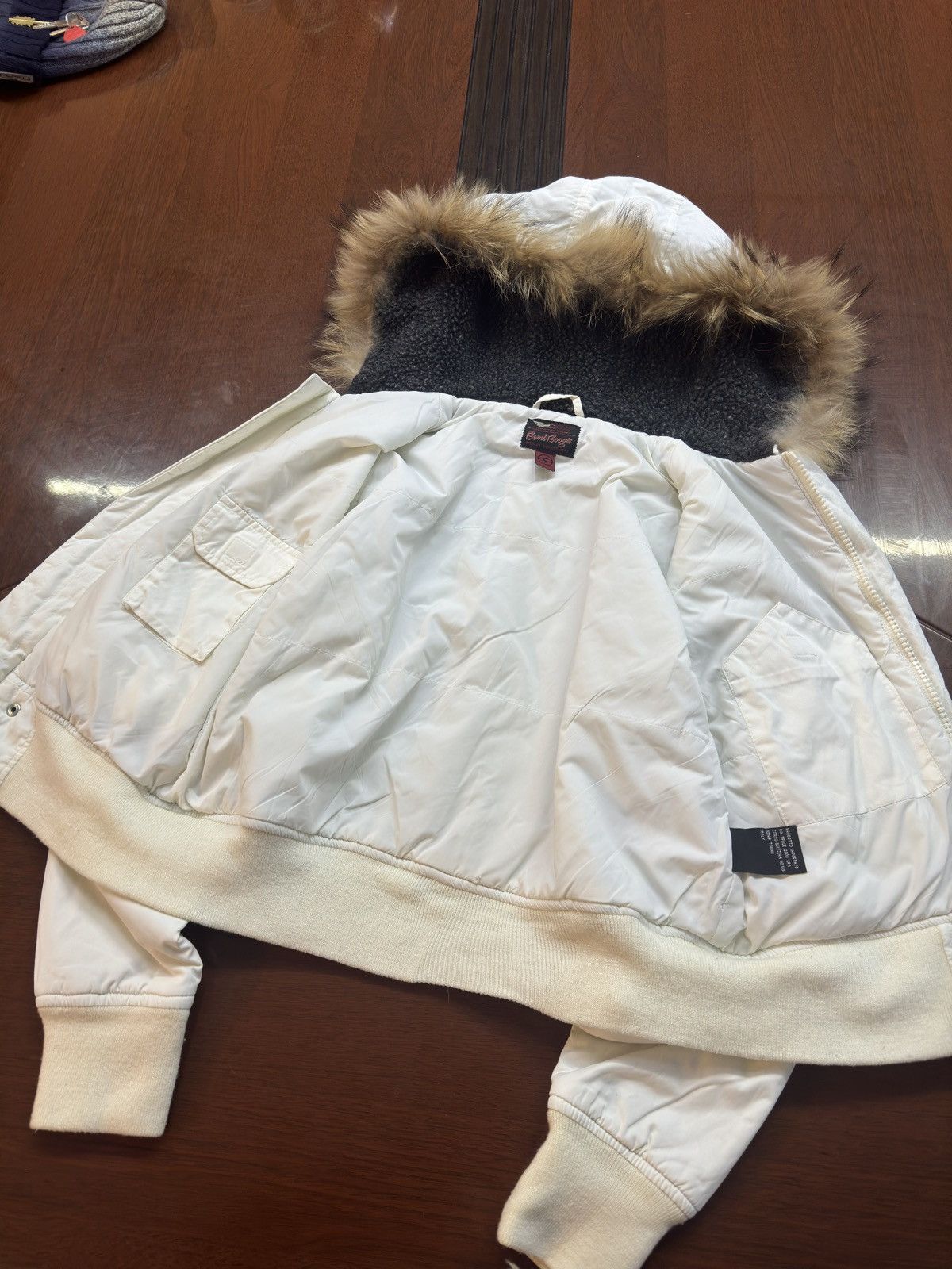 Japanese Brand × Le Grande Bleu (L.G.B.) Vintage Cropped Fur Hood Bomber Jacket Size US S / EU 44-46 / 1 - 4 Thumbnail