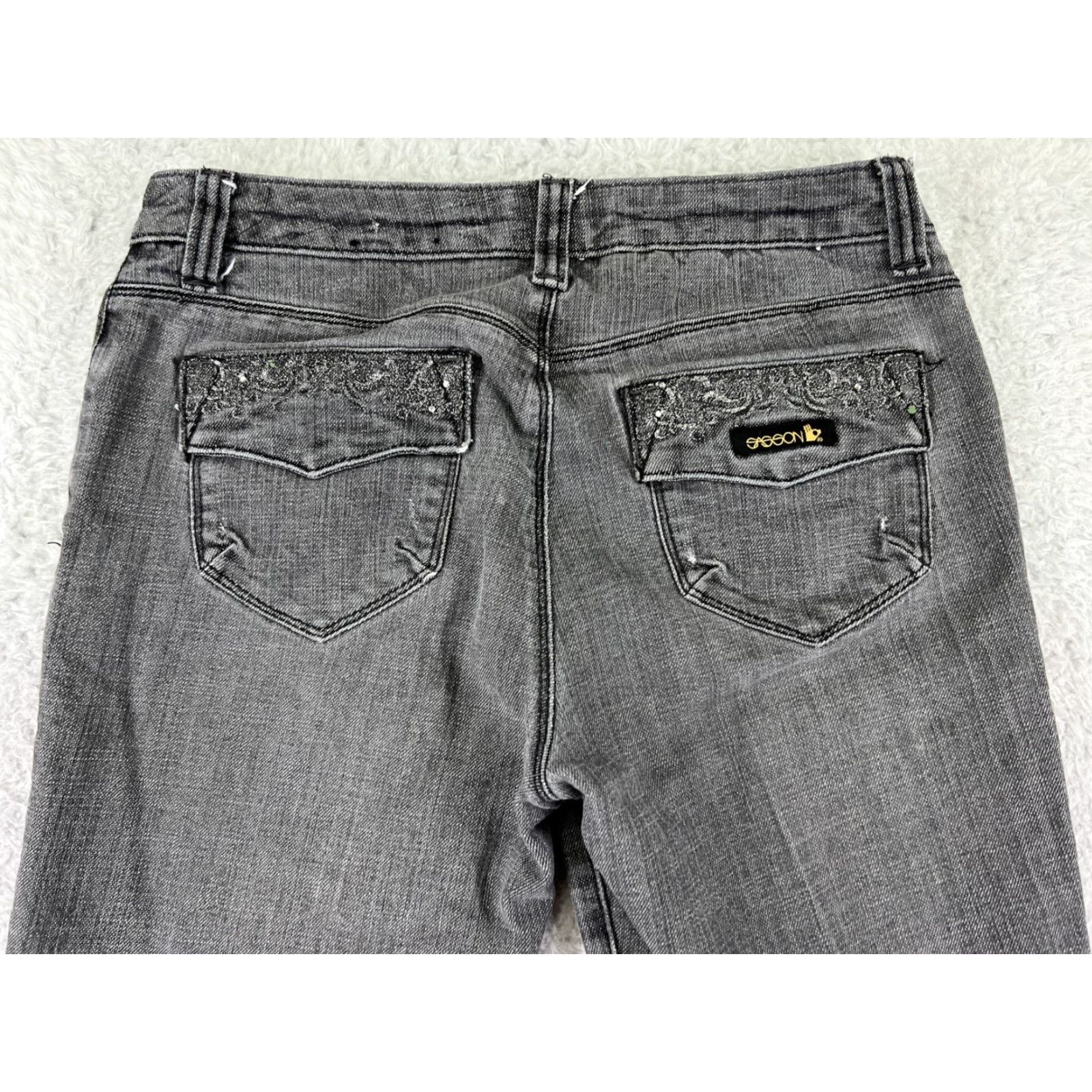Denime OOH LA LA Jeans Women 4 Gray Denim Bootcut 29x29 Stretch Embroidered 5-Pocket Zip Mid Rise Regular Cotton Blend Brown? Size 27" / US 4 / IT 40 - 3 Thumbnail