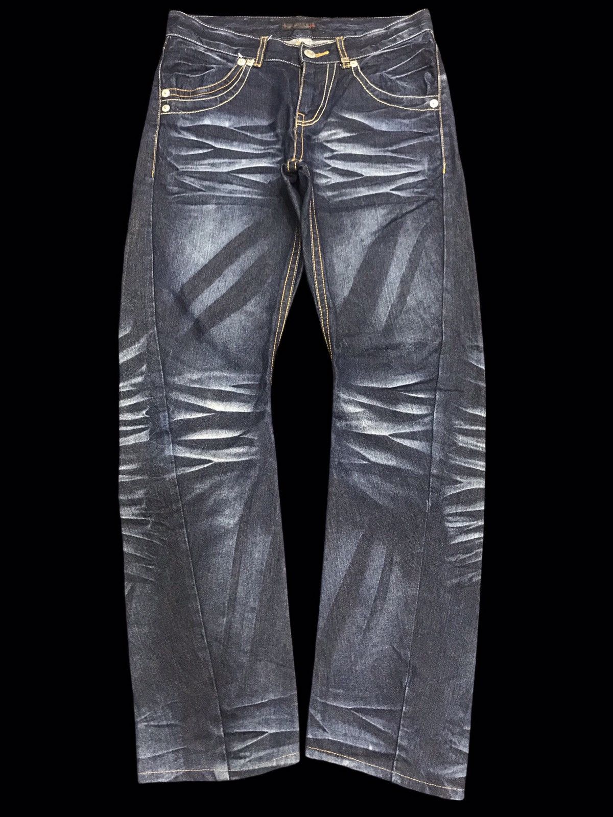 Designer × Japanese Brand × Morgan Homme 💥DENIM ART💥MORGAN HOMME SICK DOPE FADES CURVED DENIM F173 Size US 31 - 1 Thumbnail