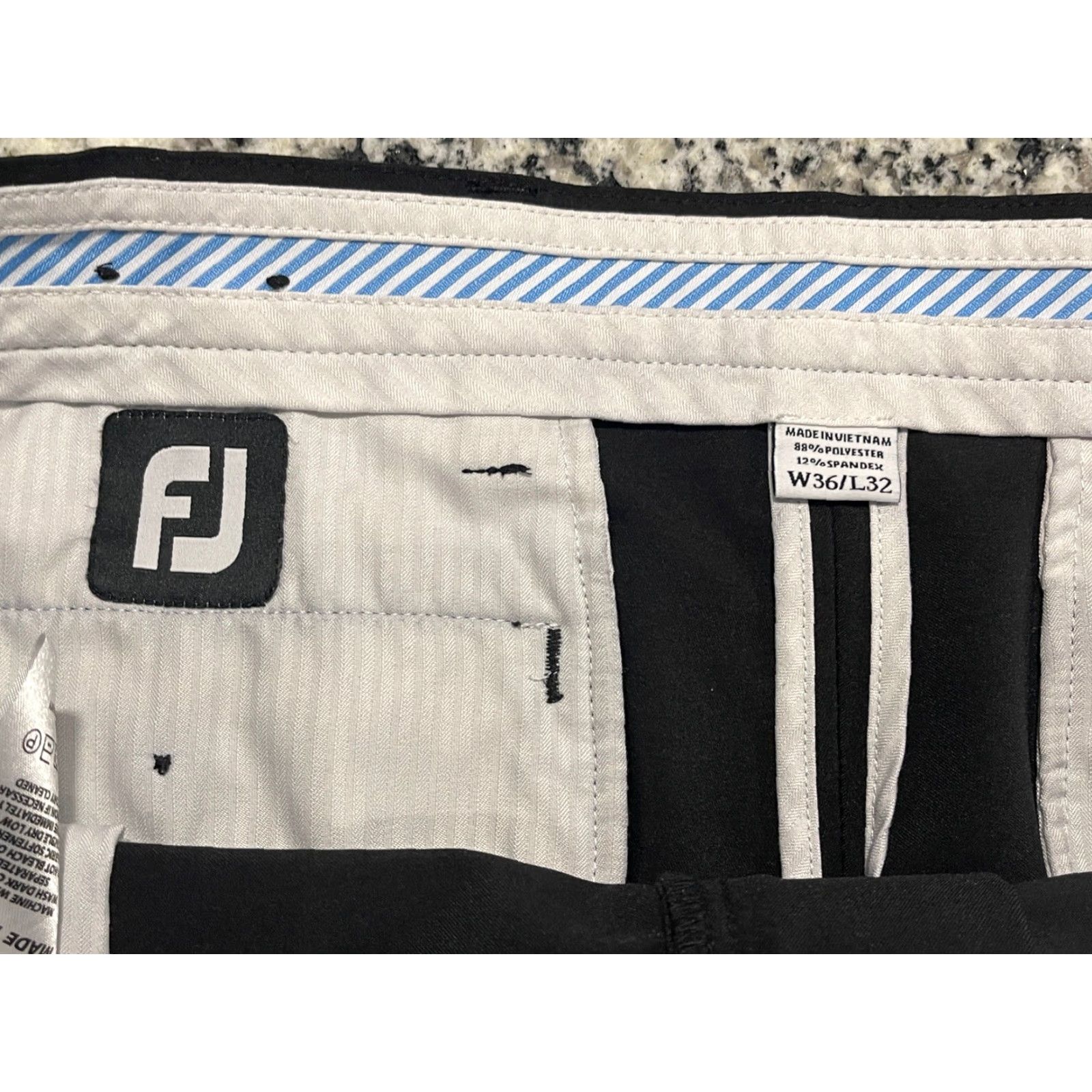 Footjoy FootJoy Pants Golf Men Black 36 x 32 Regular Inseam 32 Flat Front Button EUC FJ Traditional Poly Tech Size US 36 / EU 52 - 3 Thumbnail