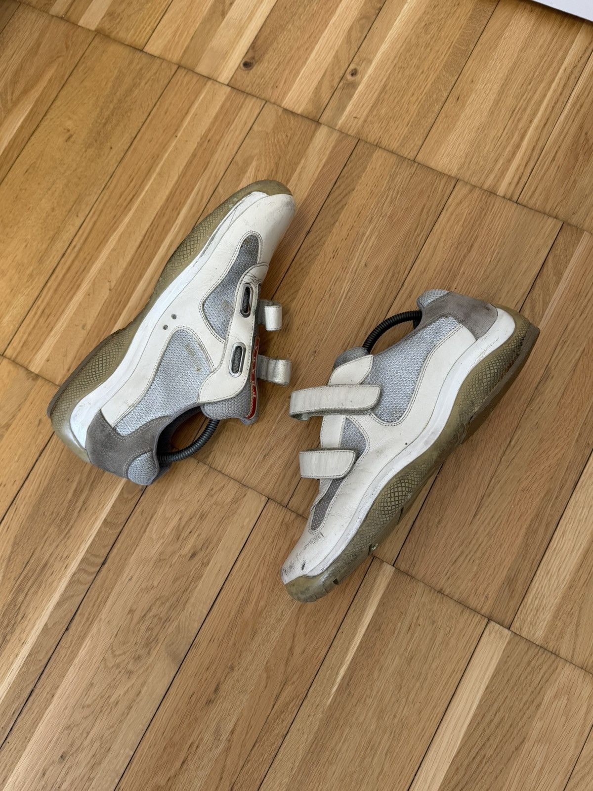 Prada Prada America’s Cup Velcro Sneakers - Silver/White Size US 10 / EU 43 - 3 Thumbnail