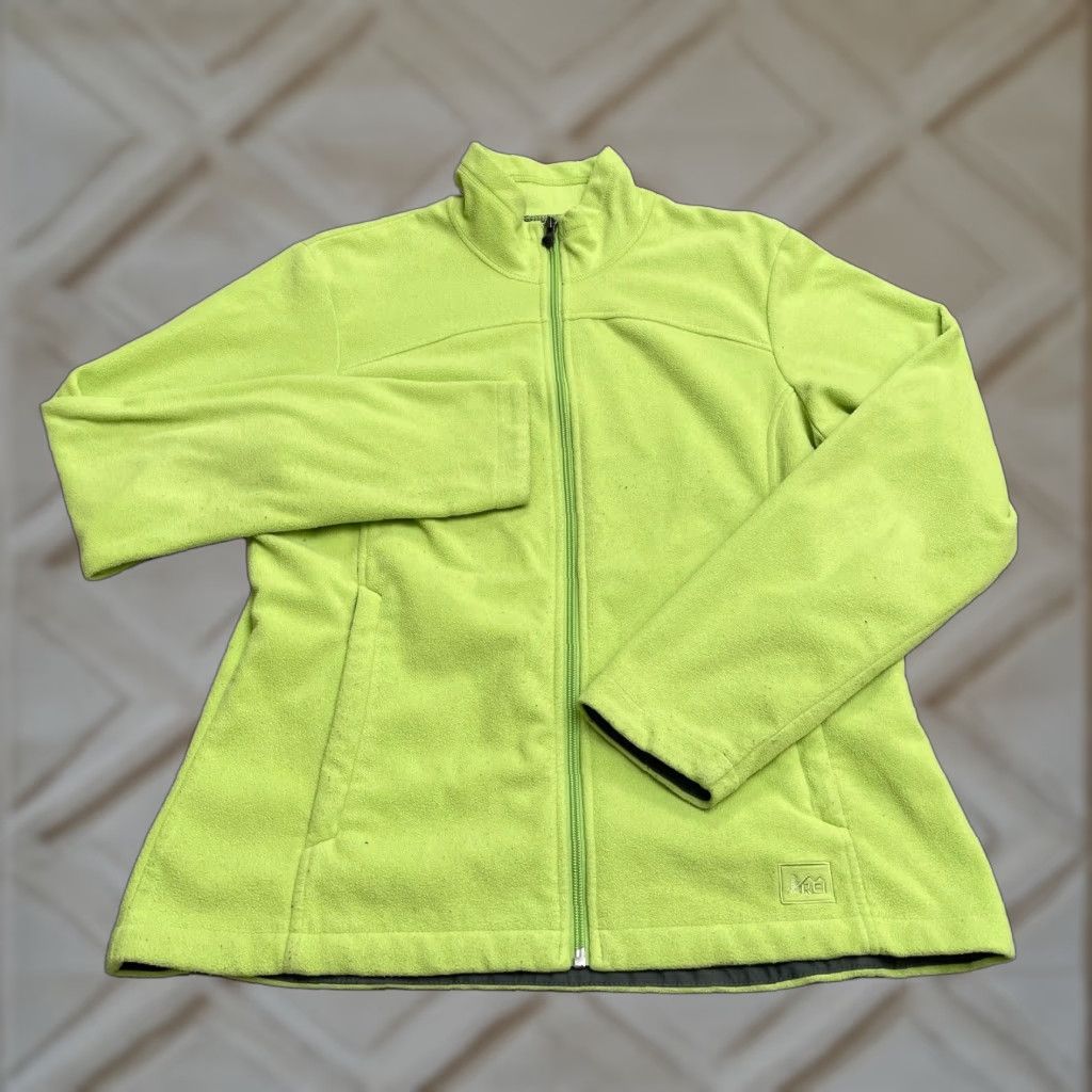Vintage REI Fleece Jacket Women L Apple Green Full Zip Pockets Outdoor Hiking Casual Size L / US 10 / IT 46 - 1 Thumbnail