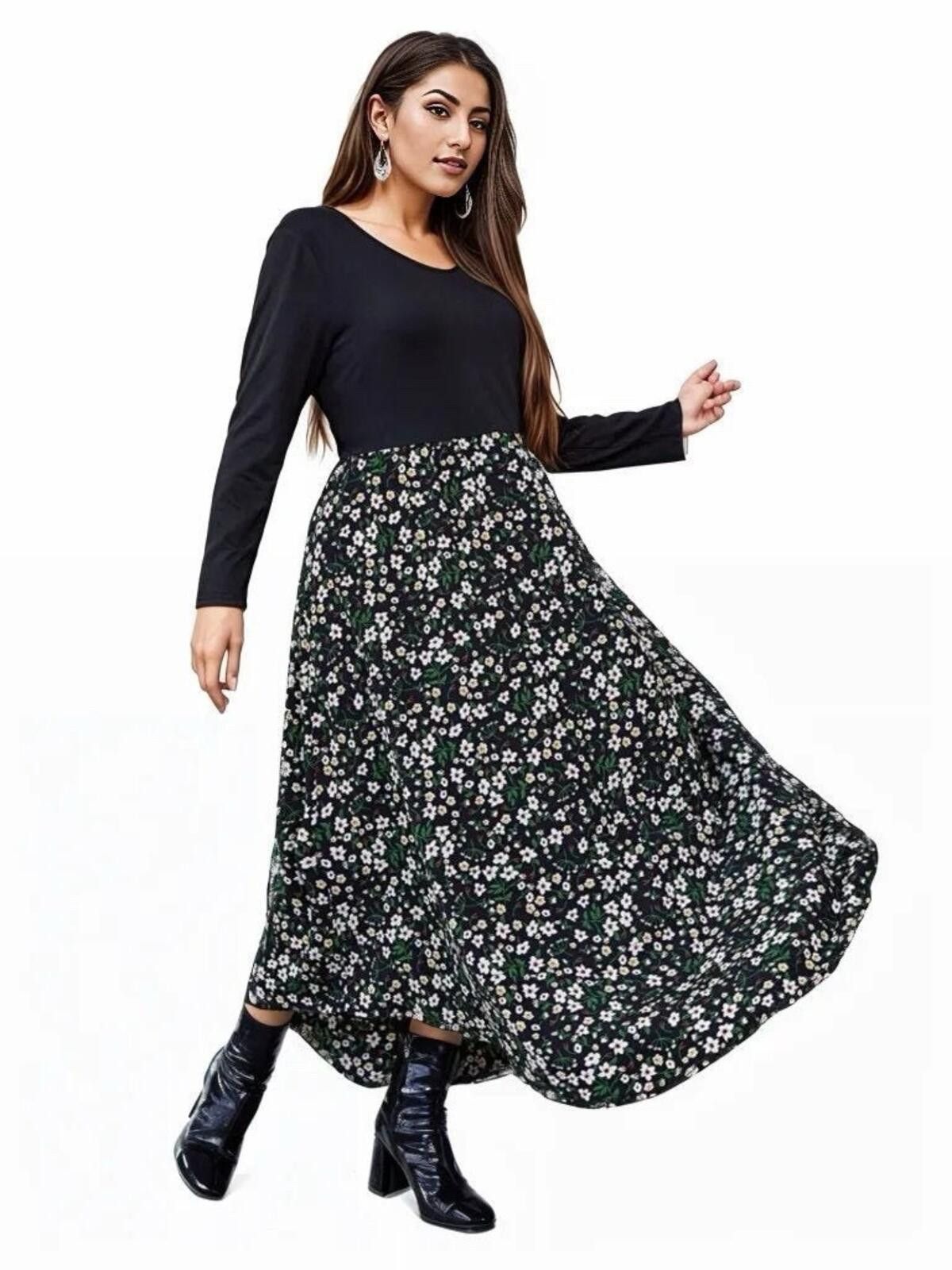The Unbranded Brand Women’s Plus Size long floral long-sleeve maxi dress Sz 4XL Size M / US 6-8 / IT 42-44 - 1 Thumbnail
