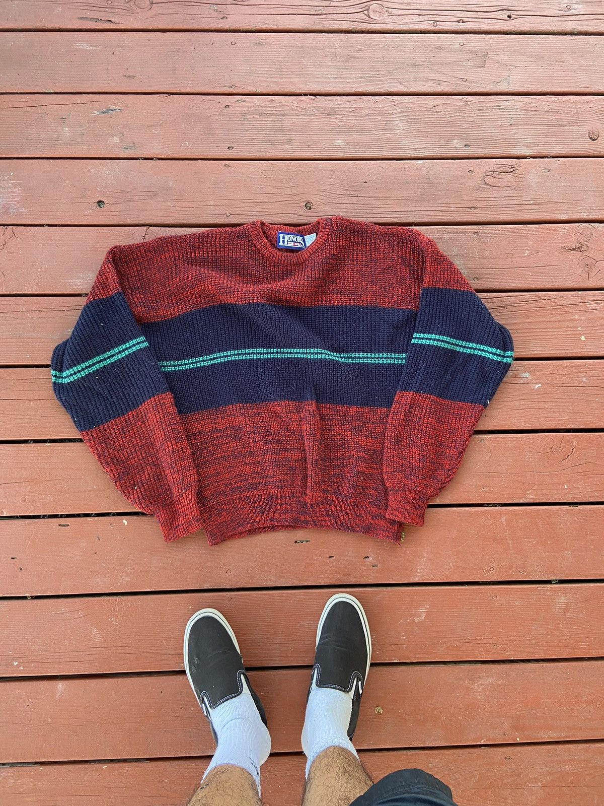 Vintage Vintage knit striped sweater Size US XL / EU 56 / 4 - 1 Thumbnail