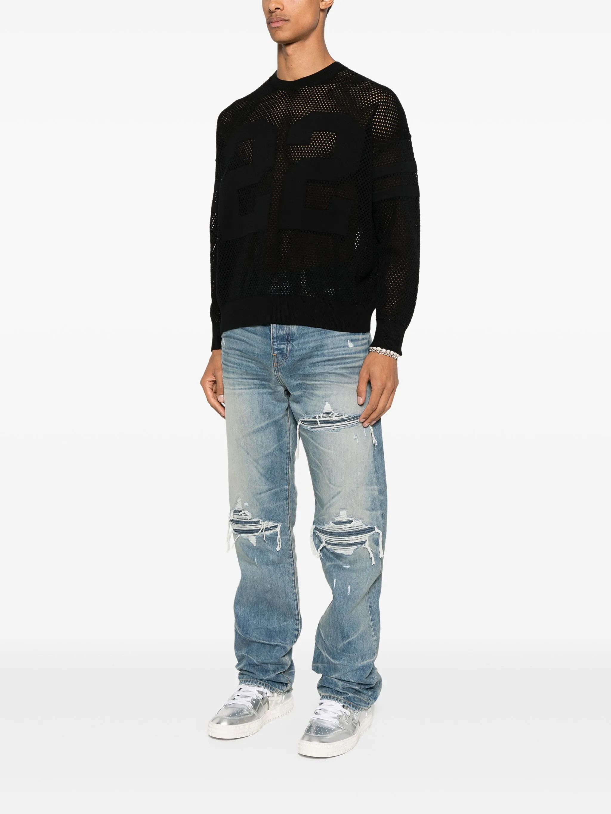 Amiri o1orln1125 22 Crewneck Sweater in Black Size US L / EU 52-54 / 3 - 3 Thumbnail