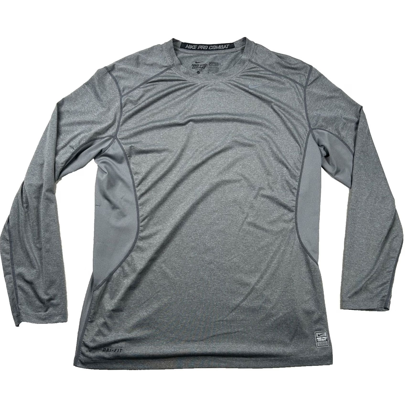 Nike Nike Pro Combat Shirt Mens XL Fitted Long Sleeve Gray Performance Gym Training Size US XL / EU 56 / 4 - 2 Thumbnail