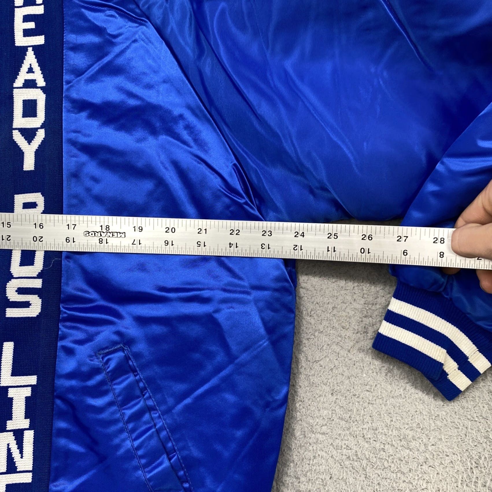 Vintage VINTAGE Ready Bus Lines Snap Up Lined Satin Blue Jacket Jacket Bomber Men XL Blue Satin Lined Vintage Mens Size US XL / EU 56 / 4 - 5 Thumbnail