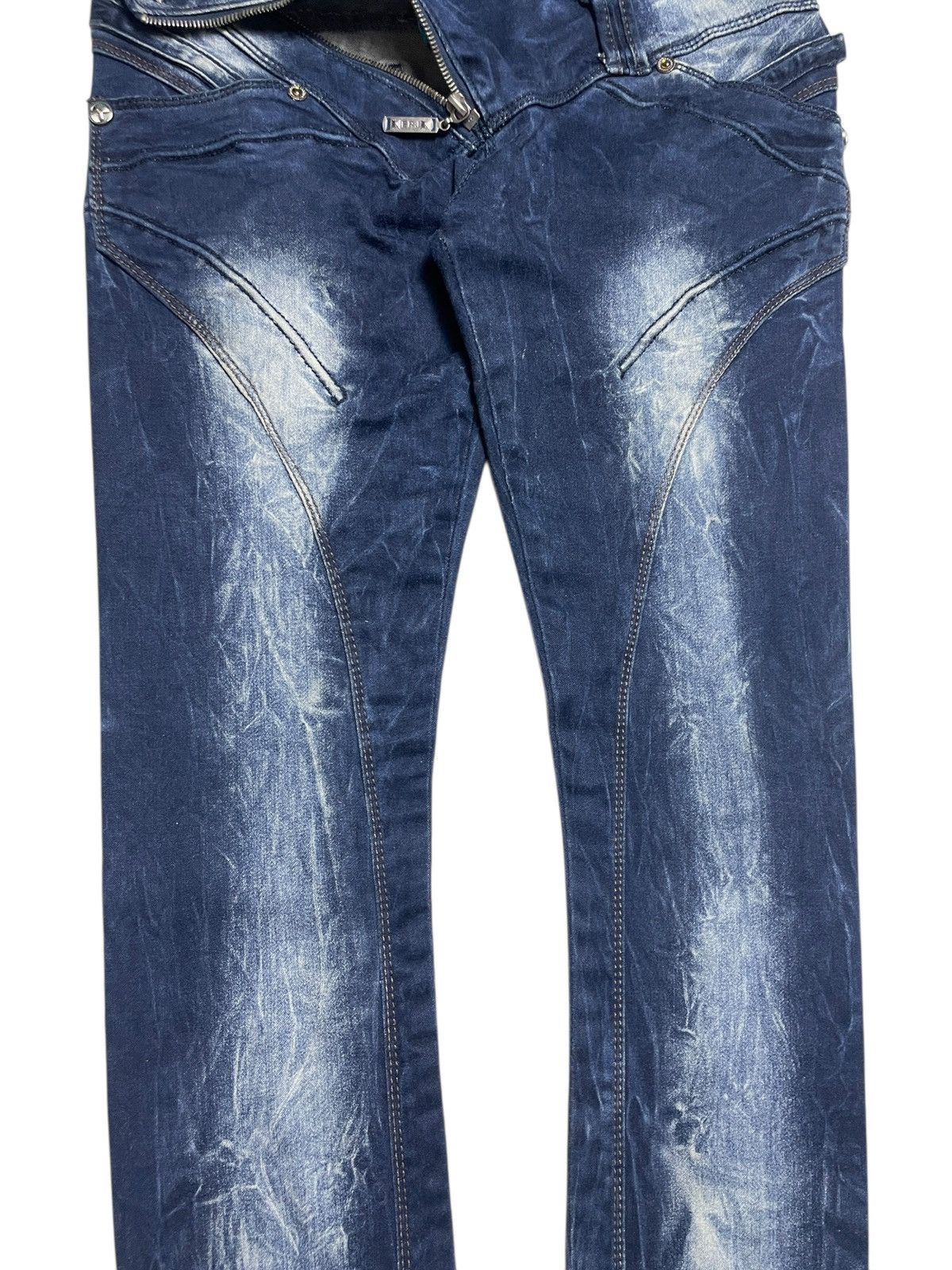 Japanese Brand 2000’s Estero Ragazza - Asymmetrical Bikers Denim Pants Size 28" / US 6 / IT 42 - 4 Thumbnail
