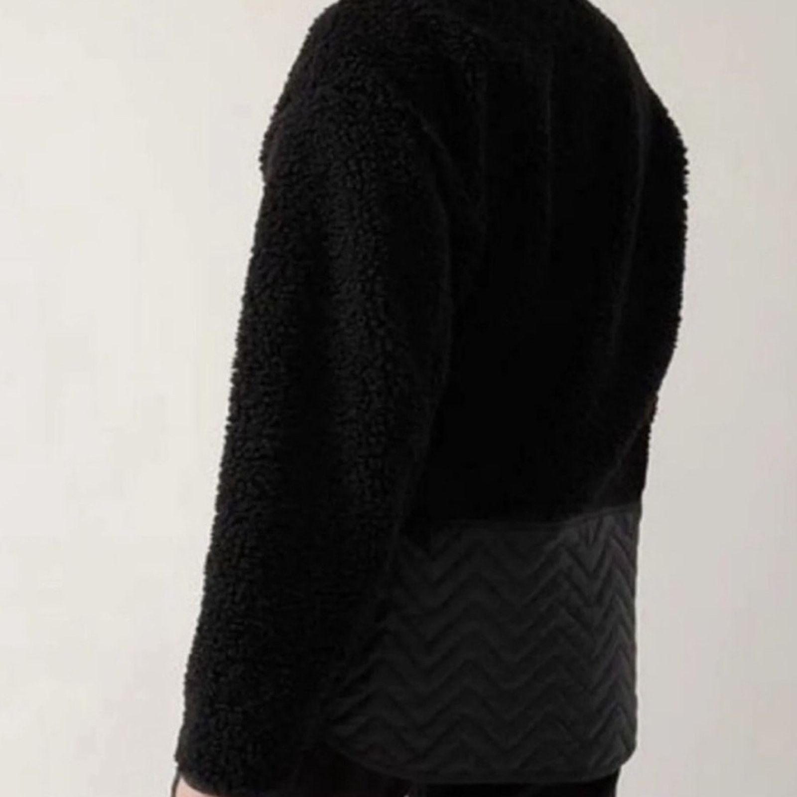 Athleta NEW ATHLETA Black Sherpa Teddy Coat Button Jacket Sweater Size L / US 10 / IT 46 - 8 Thumbnail