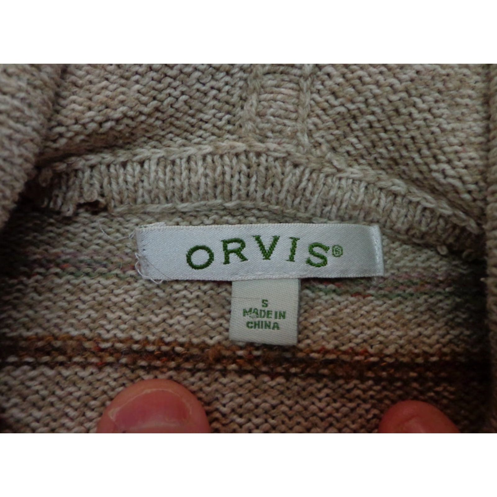 Orvis Orvis Hoodie Womens Sweater Brown Stripe Size Small FLAW, Pullover, Long Sleeve, Hooded, Regular, Women, Hoodie, Brown Striped, Vintage No, Size M? Size M / US 6-8 / IT 42-44 - 3 Thumbnail