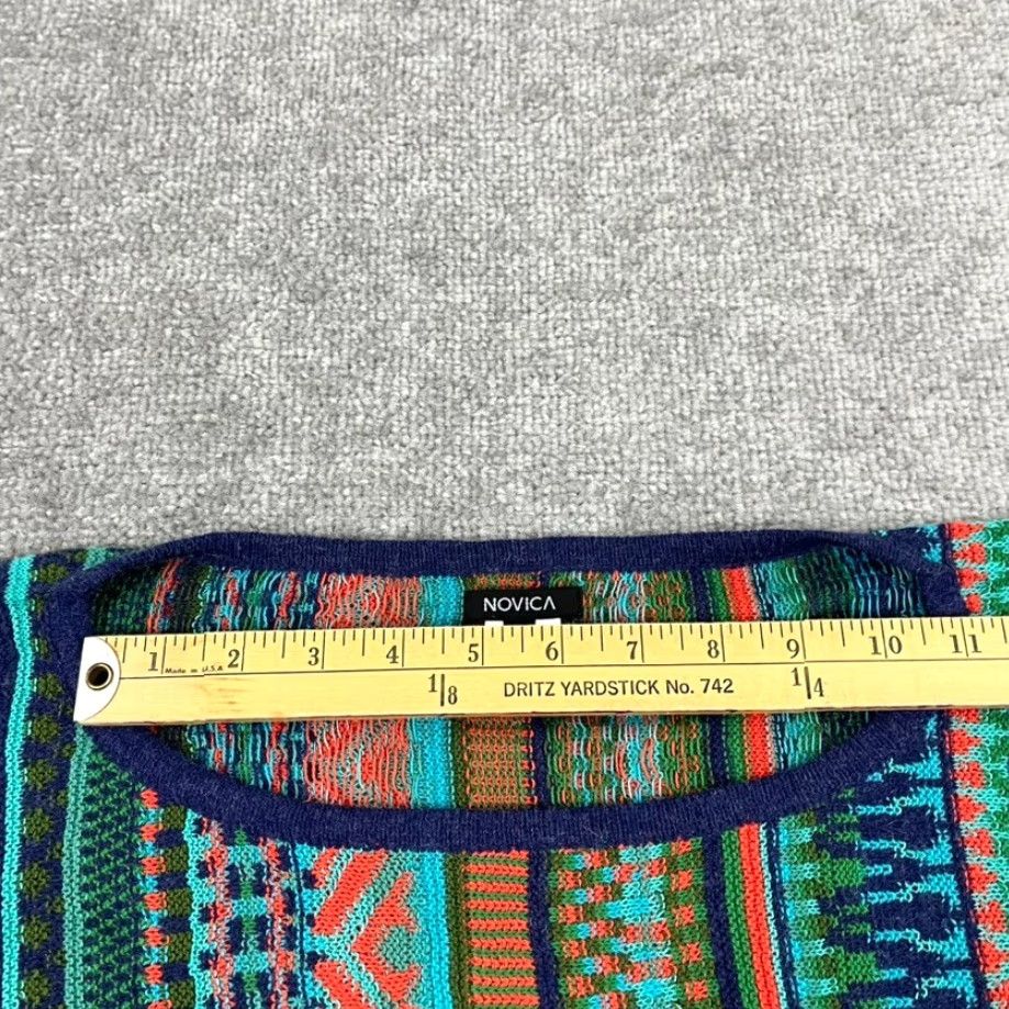 Vintage NOVICA Sweater Womens L/XL Multi Boho Striped Alpaca Blend Batwing Poncho Size XL / US 12-14 / IT 48-50 - 4 Thumbnail