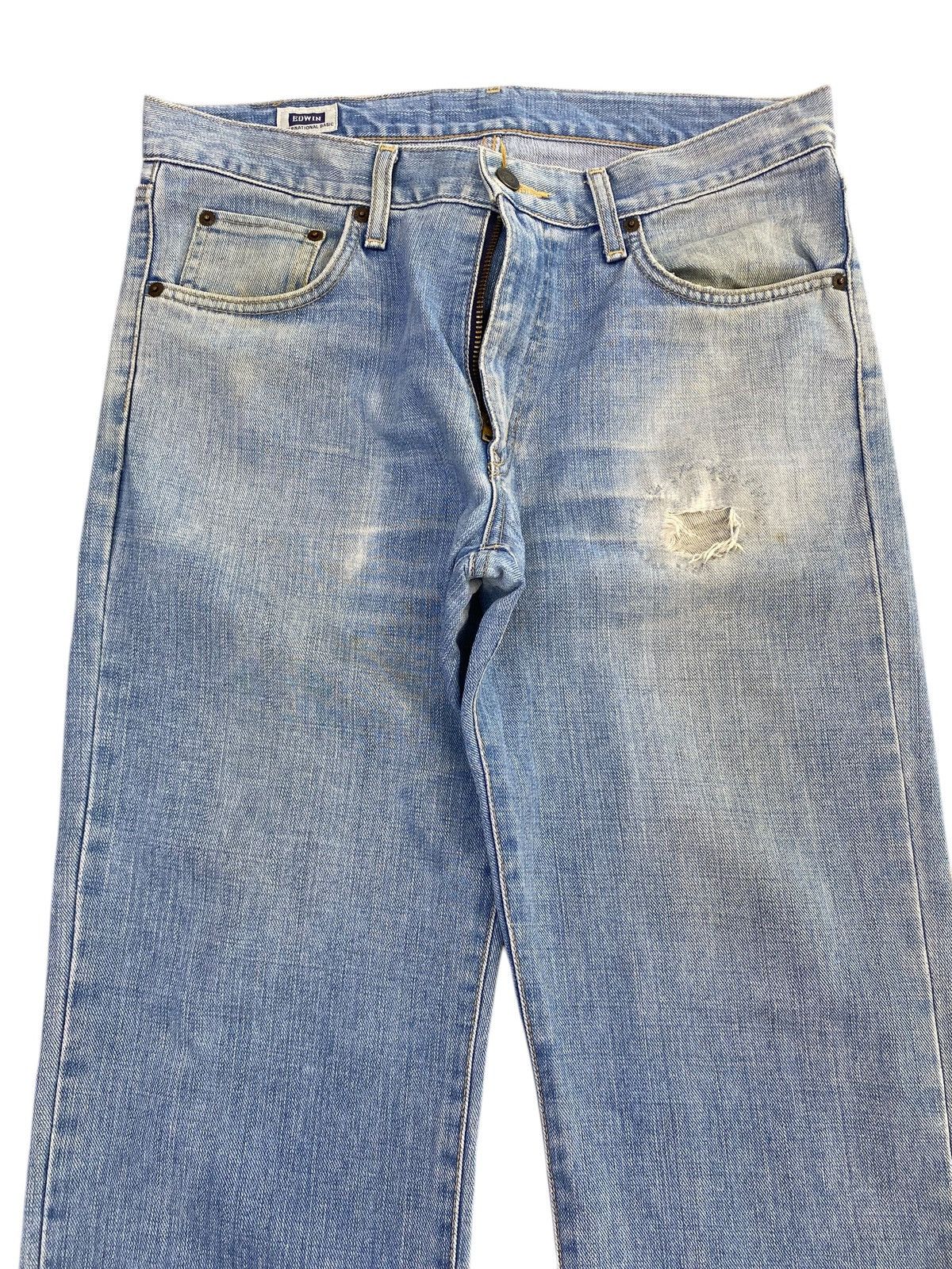 Edwin Edwin 403 Acid Blue Wash Ripped Style Loose Jeans Size US 33 - 2 Thumbnail