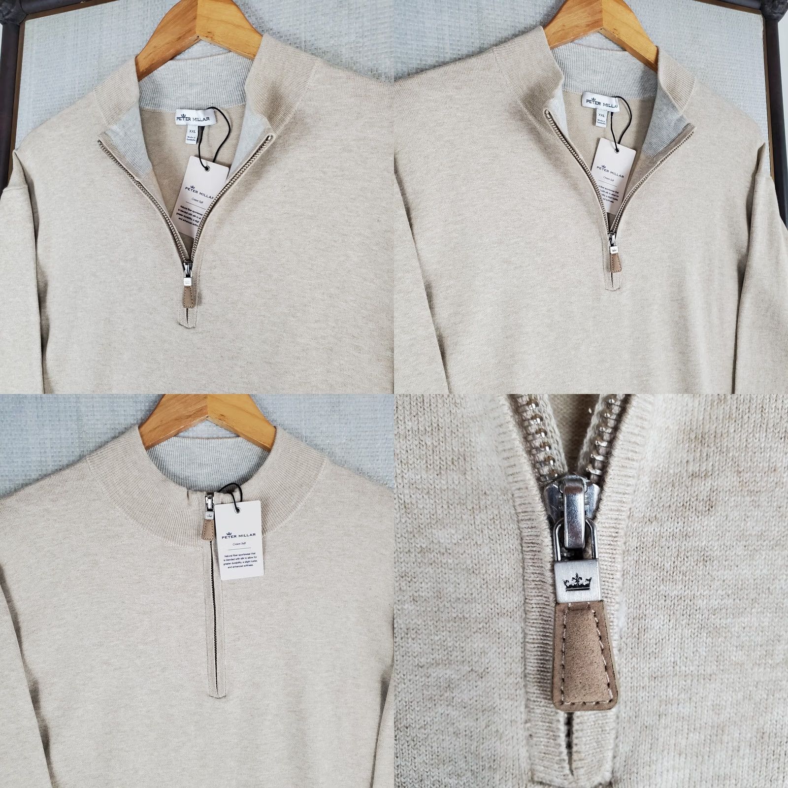 Peter Millar PETER MILLAR 2XL Sweater Shirt Mens 1/4 Zip Crown Soft Khaki Beige Cotton Silk Cashmere Nylon New With Tags Size US XXL / EU 58 / 5 - 9 Thumbnail