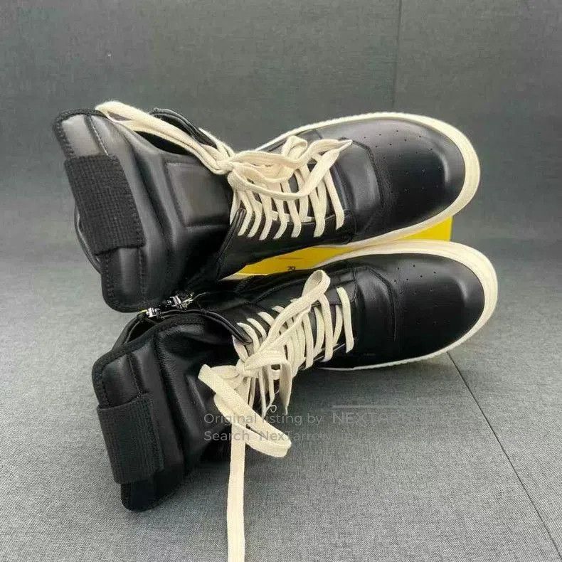 Rick Owens Black High Top Sneakers with White Laces. Size US 10 / EU 43 - 5 Thumbnail