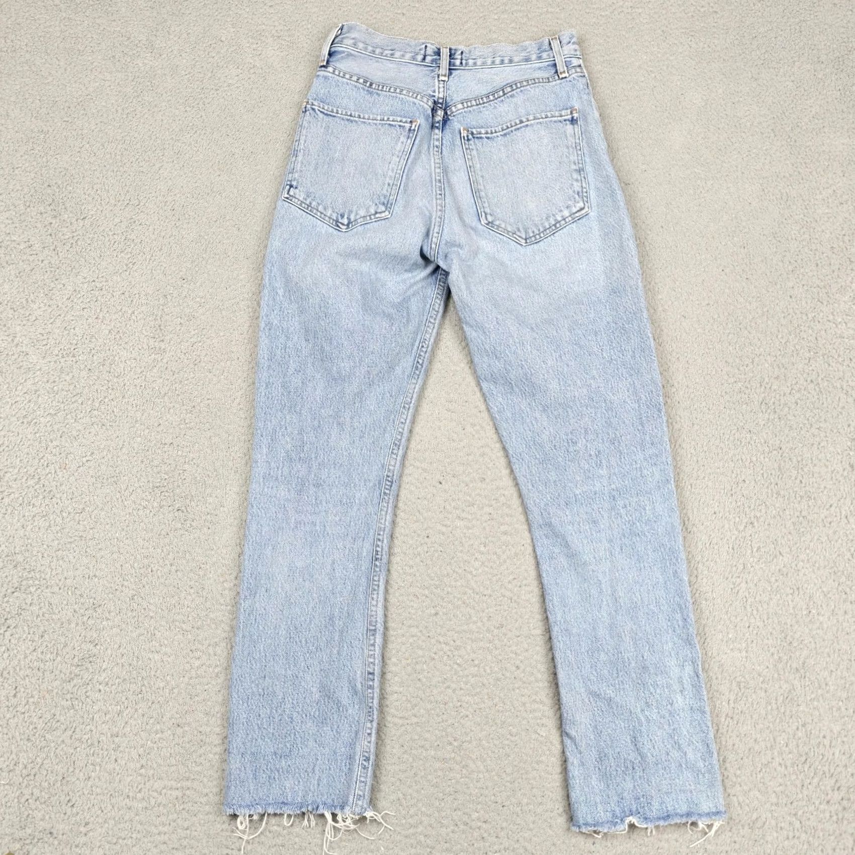 Agolde VINTAGE AGOLDE Riley Jeans Womens 25 Blue High Rise Straight Crop Raw Hem Button Fly Size 42" / US 20 - 6 Thumbnail