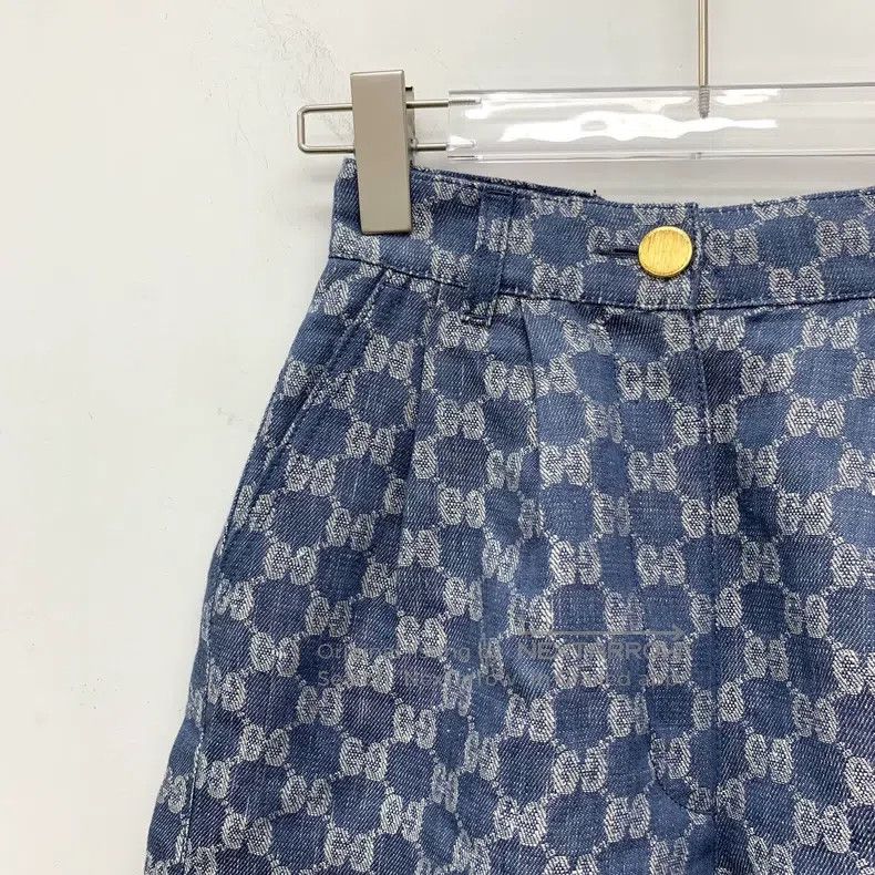 Gucci Gucci Blue logo jacquard full print linen casual shorts Size 24" / US 00 / IT 34 - 3 Thumbnail