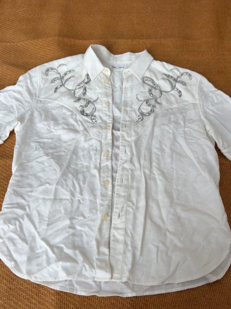 Saint Laurent Paris Saint laurent paris Chest metal chain embroidery shirt 2506 Size US XXS / EU 40 - 1 Thumbnail