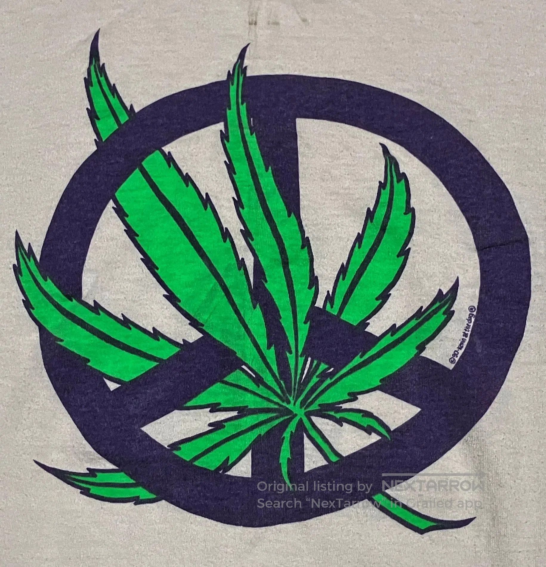 VINNY's Vintage 1990 Anti-War T-Shirt with Leaves. Size US M / EU 48-50 / 2 - 1 Thumbnail