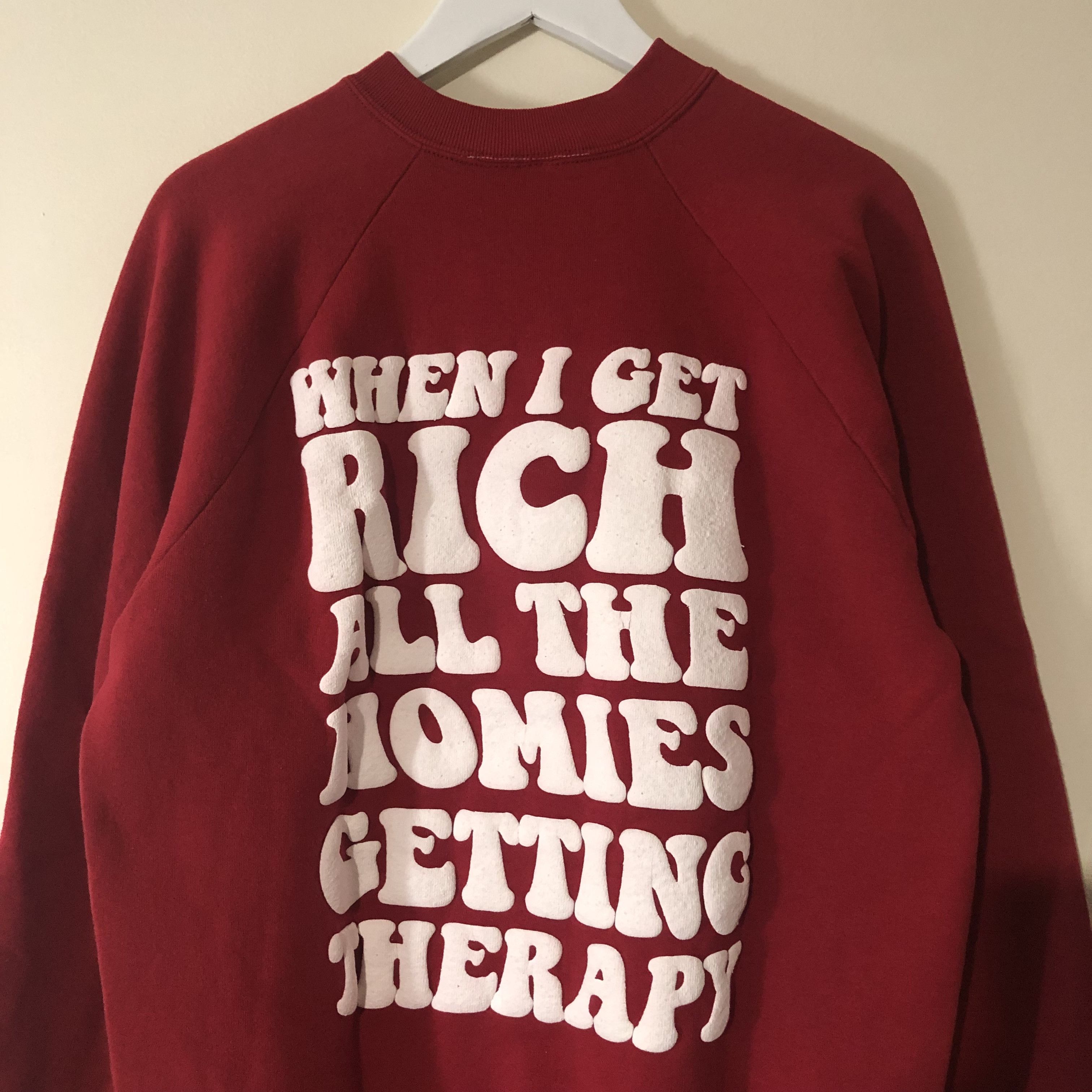 Vintage Red "When I get Rich" Sweatshirt, n/a (fits like M) Size US M / EU 48-50 / 2 - 3 Thumbnail