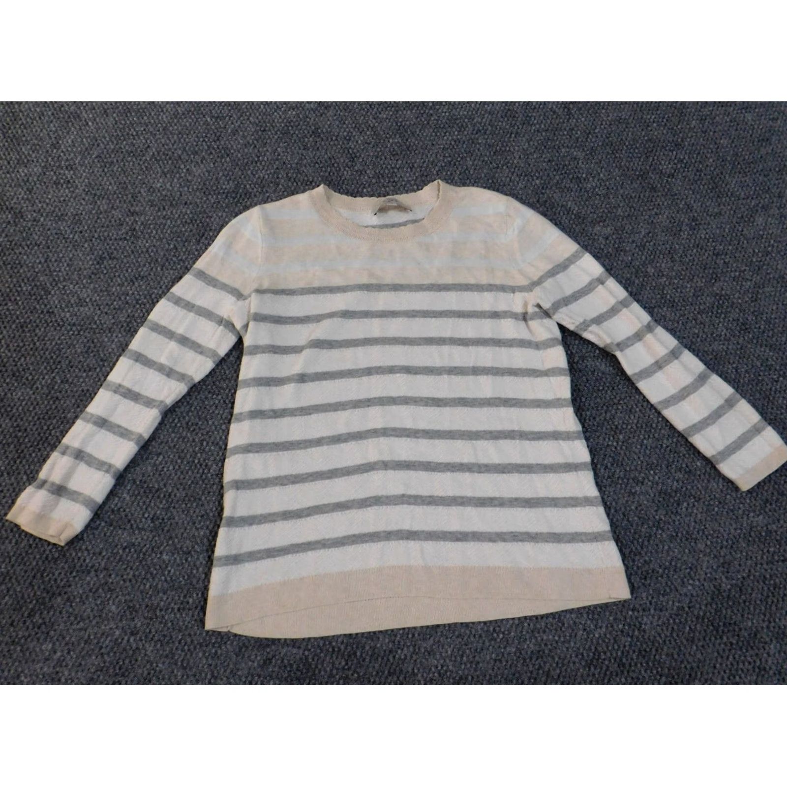Loft LOFT Sweater Shirt Womens Medium White Striped Crew Neck Pullover Cotton Knit Colorful Modern Modern Casual Size M / US 6-8 / IT 42-44 - 5 Thumbnail