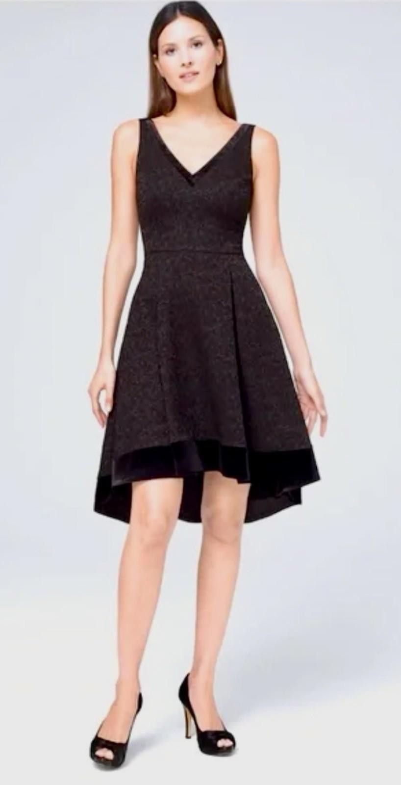 Other NWT WHBM Stunning Black Brocade Fit/Flare Dress w Velvet 4 Size S / US 4 / IT 40 - 1 Thumbnail