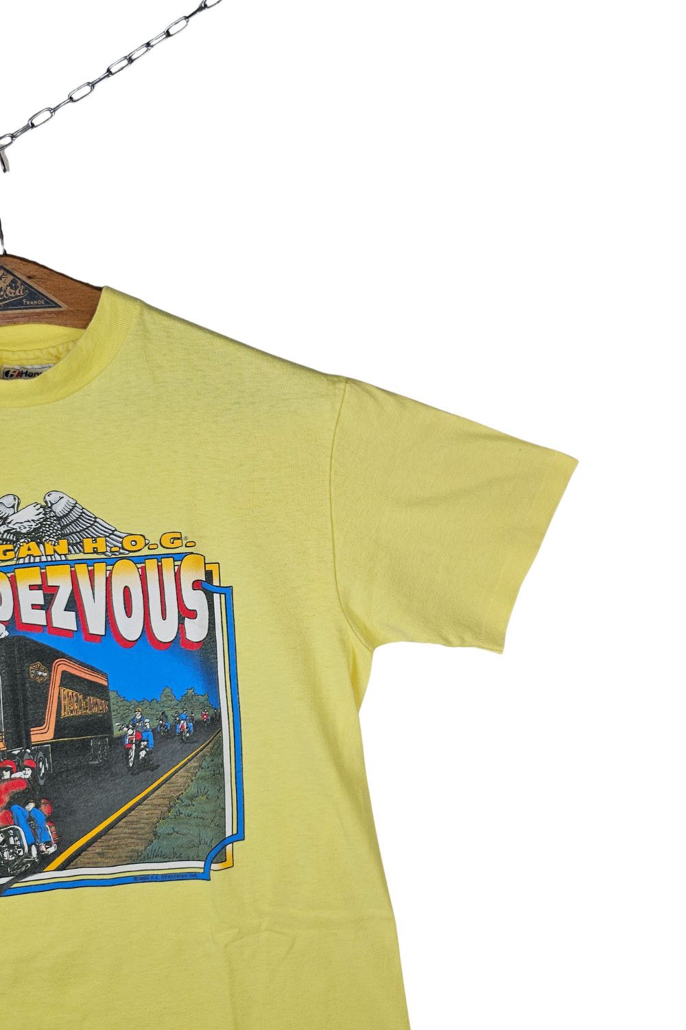 Harley Davidson 1990 Harley-Davidson Rendezvous Tee - Hanes Beefy-T USA Size US L / EU 52-54 / 3 - 5 Thumbnail