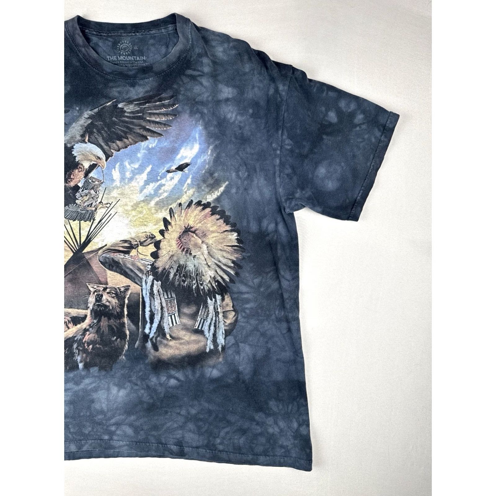 The Mountain The Mountain T Shirt XL Nature Animal Tie Dye Eagle Wolves Native Blue Mens Size US XL / EU 56 / 4 - 4 Thumbnail