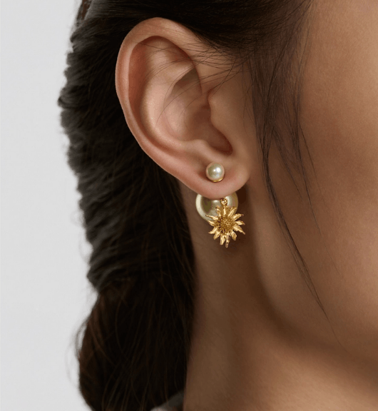 Dior o1w1db10126 E3647W Size : OS / Earrings in Gold/White Size ONE SIZE - 5 Thumbnail