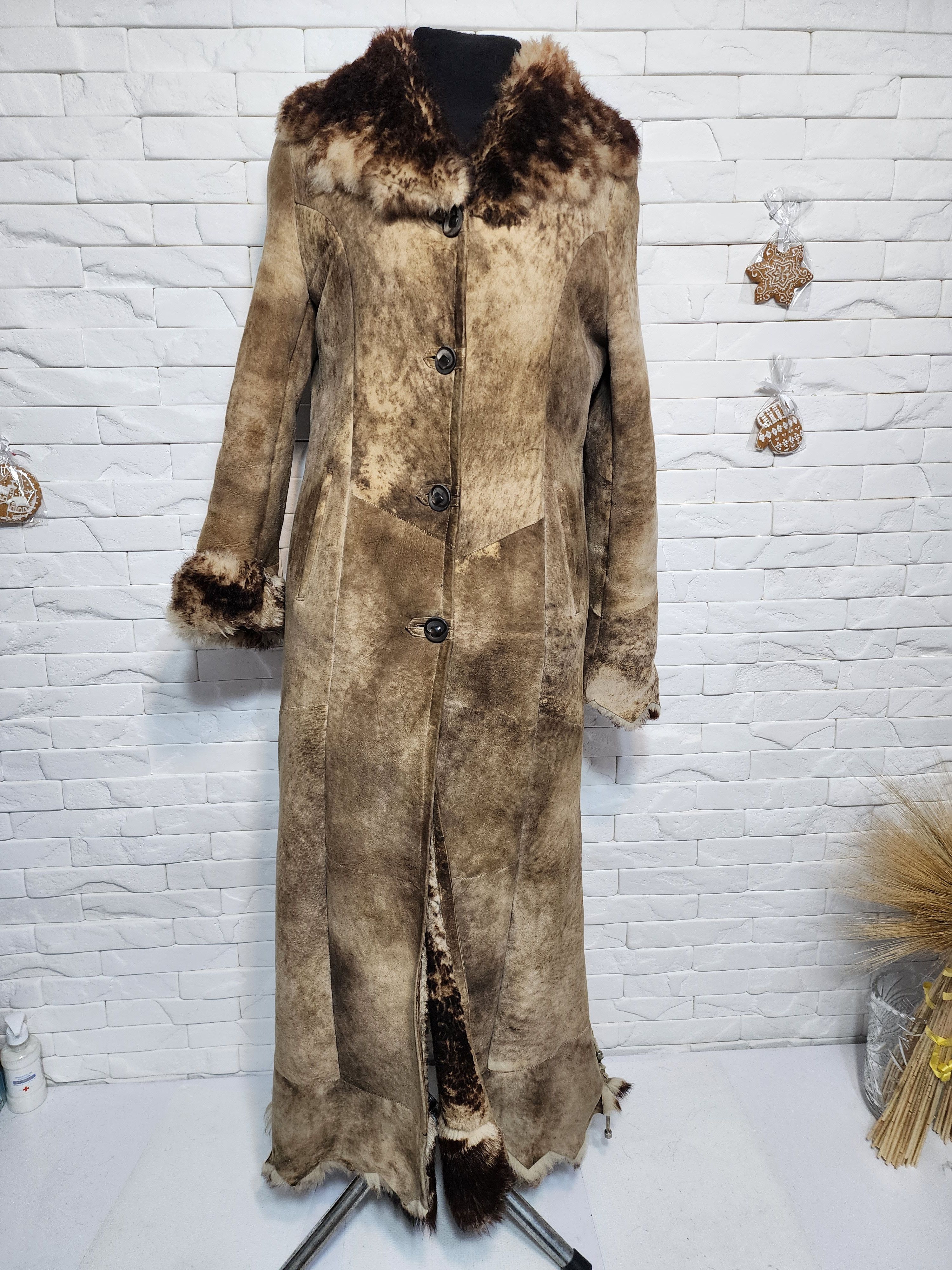 Furla Brown Women's Sheepskin Coat: Leather Winter Outerwear Size L / US 10 / IT 46 - 1 Thumbnail