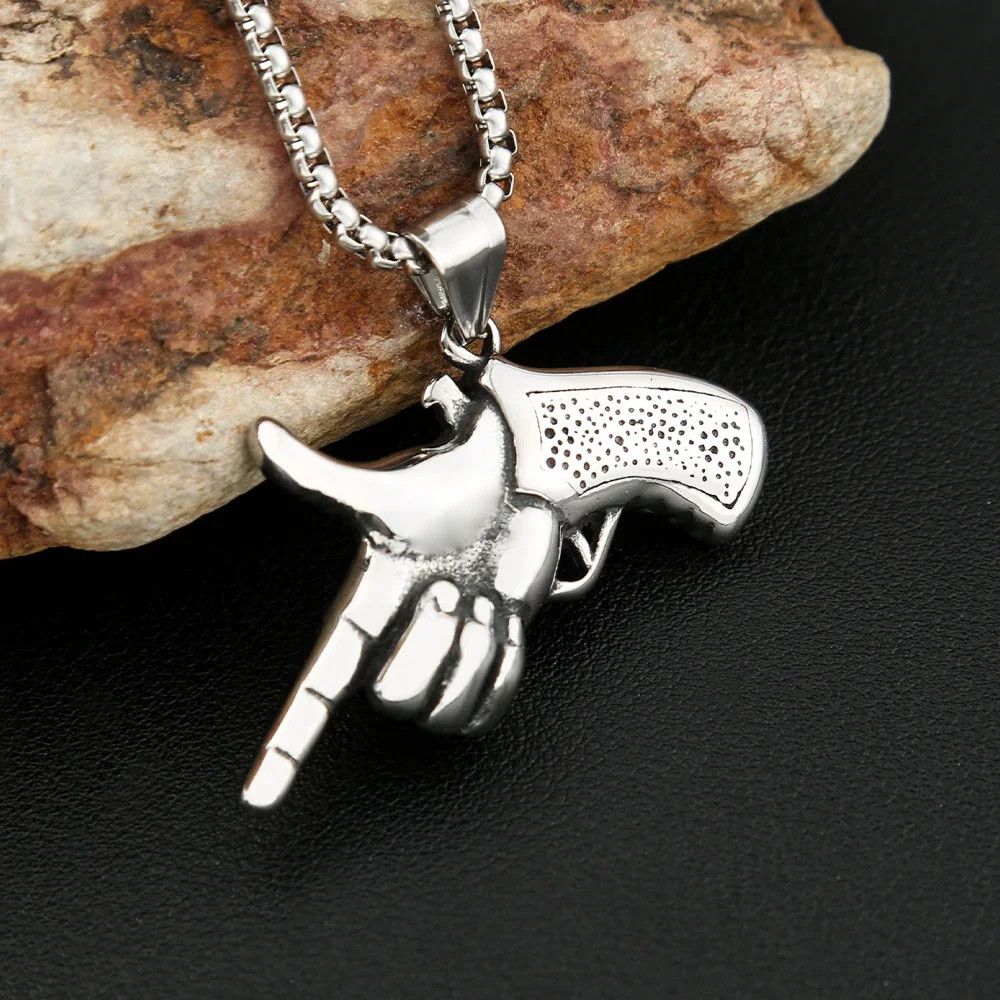 Jewelry Creative Pistol Gesture Pendant Necklaces Size ONE SIZE - 4 Thumbnail