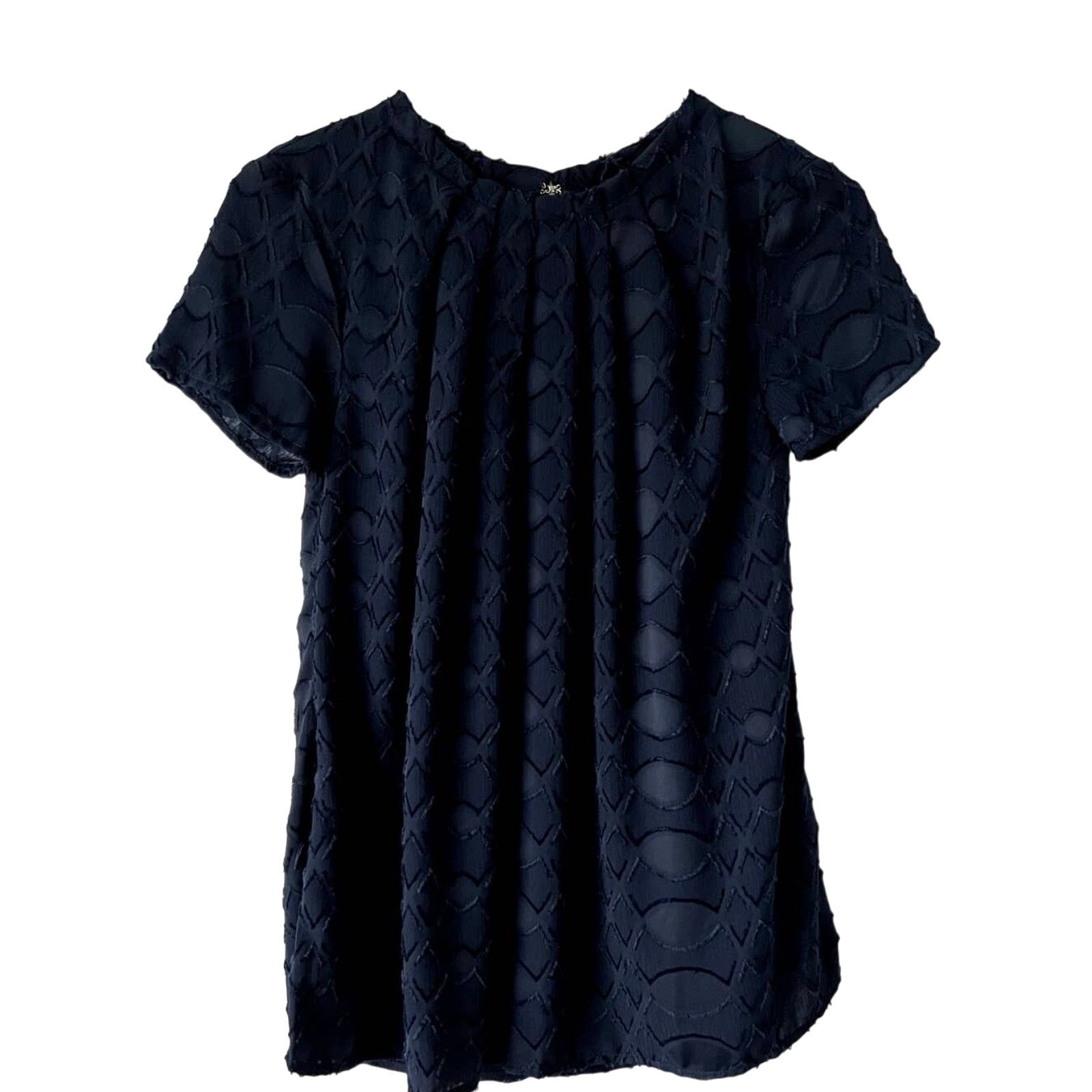 Ann Taylor Ann Taylor Women's Short Sleeve Blouse Navy Blue Small Size S / US 4 / IT 40 - 1 Thumbnail