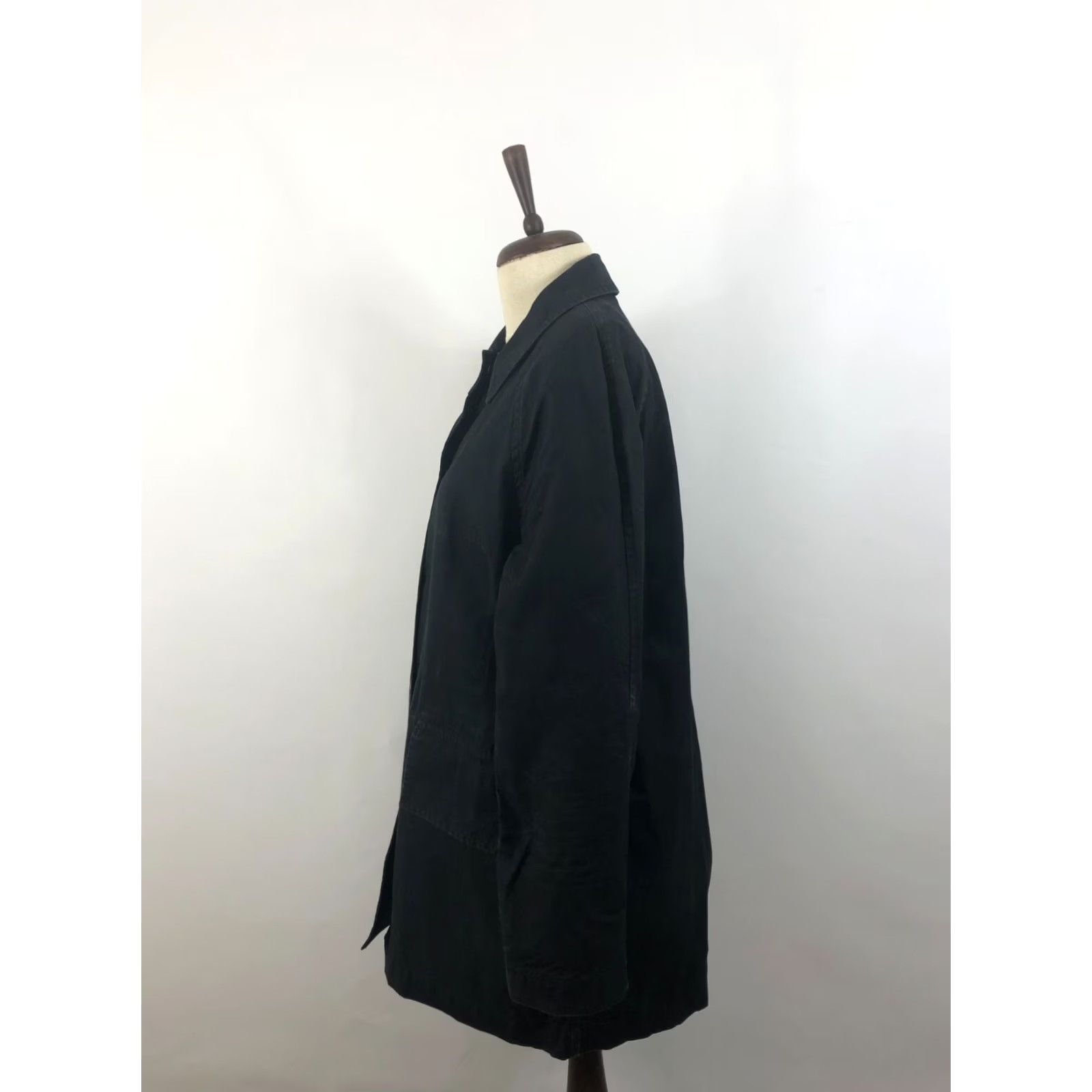 Margaret Howell Margaret Howell Coat Trench Cotton Women's L Black Regular Size Mid-Length Button Front Snap Front Pocket Coat Size L / US 10 / IT 46 - 2 Thumbnail