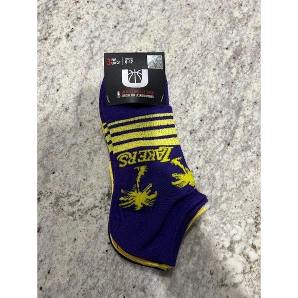 NBA Official NBA U 3 Pair Low Cut Los Angeles Lakers Logo Socks Size ONE SIZE - 1 Thumbnail