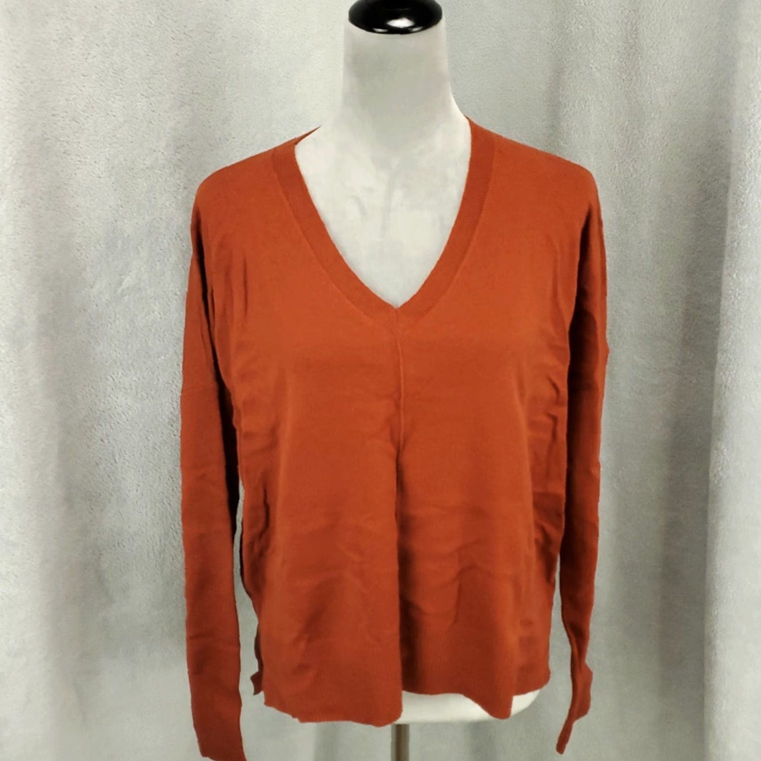 Vintage Womens Pullover Sweater V-Neck Wool Blend Size M Orange Rust Knit Long Sleeve Kerisma Casual Womens Size M / US 6-8 / IT 42-44 - 2 Thumbnail