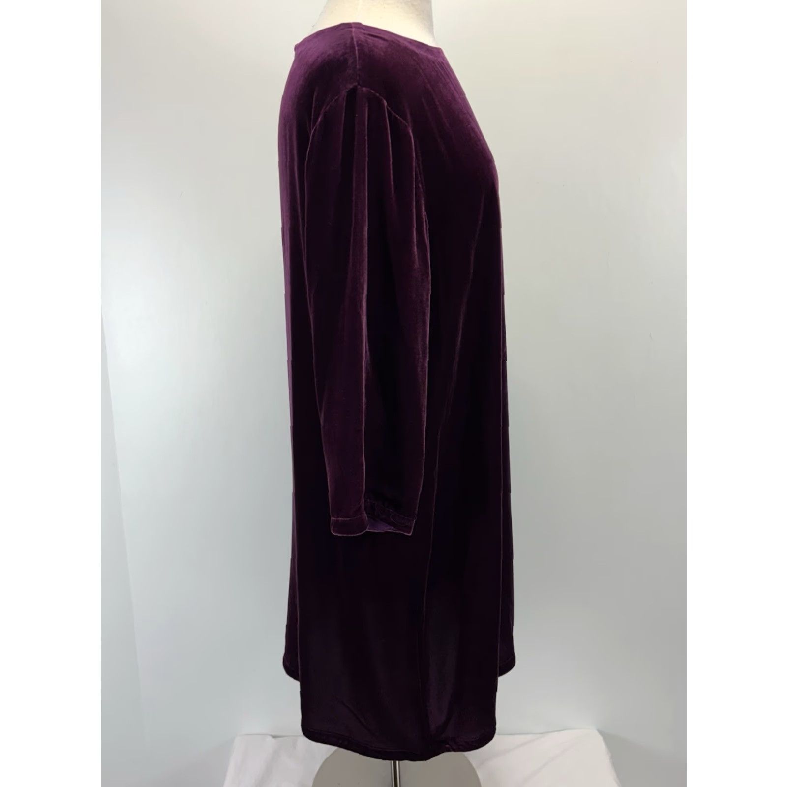 Eileen Fisher VINTAGE Eileen Fisher Velvet Shift Dress XL Dark Magenta Silk Blend Comfort Party Size XL / US 12-14 / IT 48-50 - 4 Thumbnail