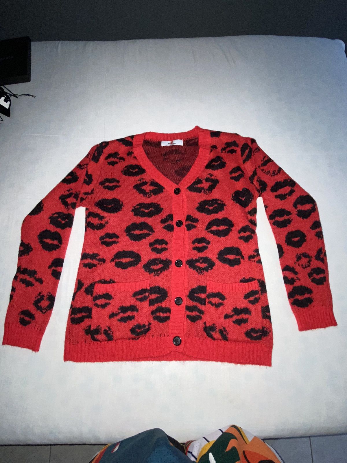 image of Kiss Hotel “Kiss” Cardigan in Red, Men's (Size Large)