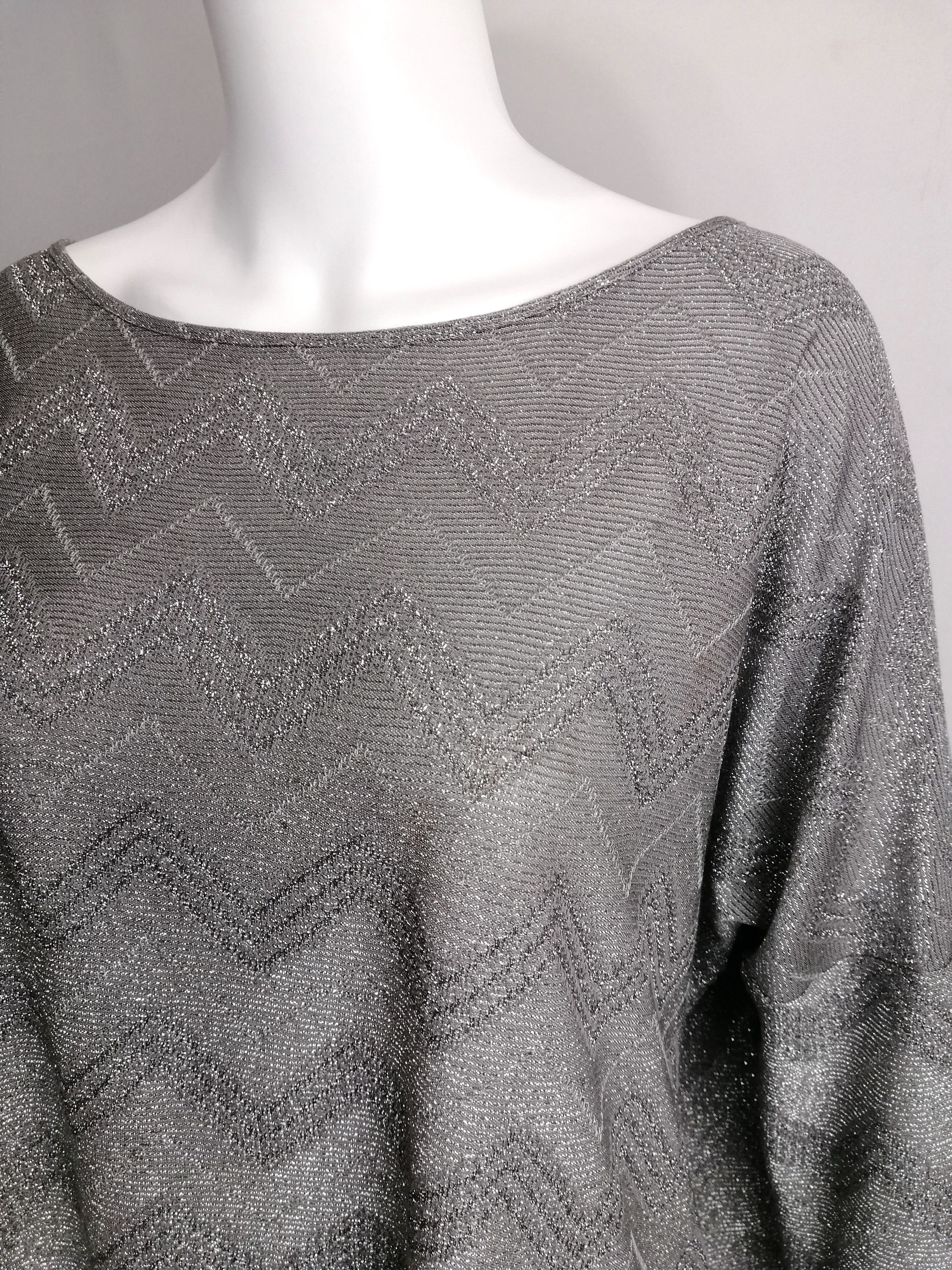 Missoni M MISSONI women’s zigzag silver metallic top Size ONE SIZE - 5 Thumbnail
