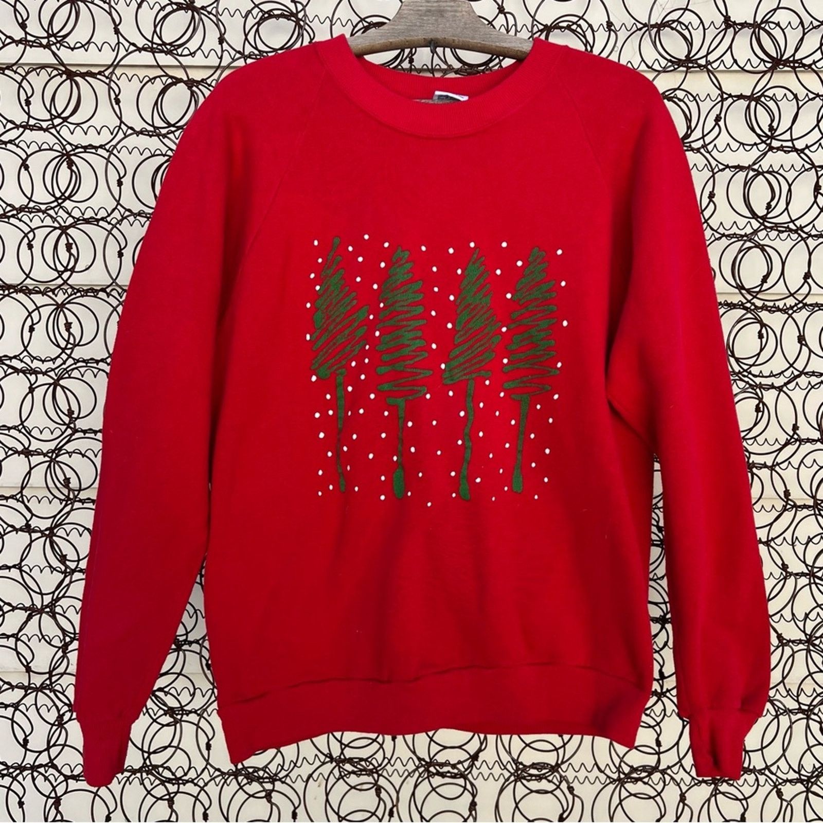 Vintage Red Ugly Christmas Art Deco Christmas tree sweatshirt Size L / US 10 / IT 46 - 1 Thumbnail