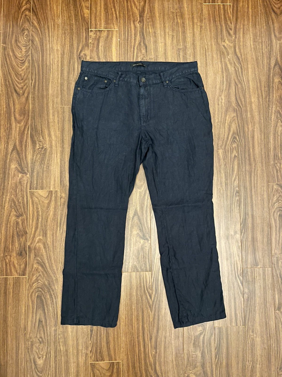 John Varvatos John Varvatos Classic Straight Fit Linen Pants in Navy Size US 33 - 1 Thumbnail