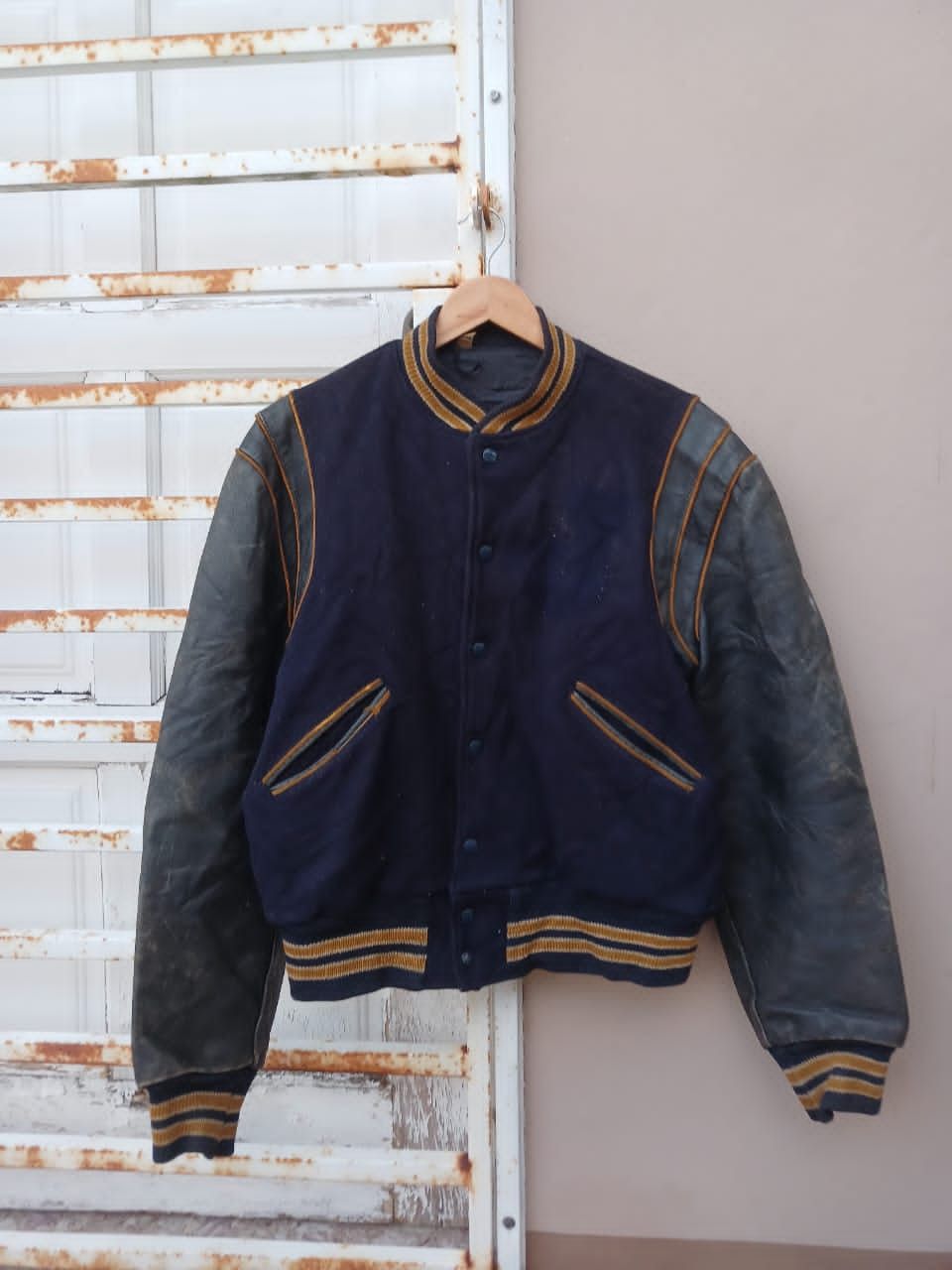 image of Made In USA x Varsity Jacket VTG 80's Butwin The Champion Of Jacket in Blue Black (Size Medium)