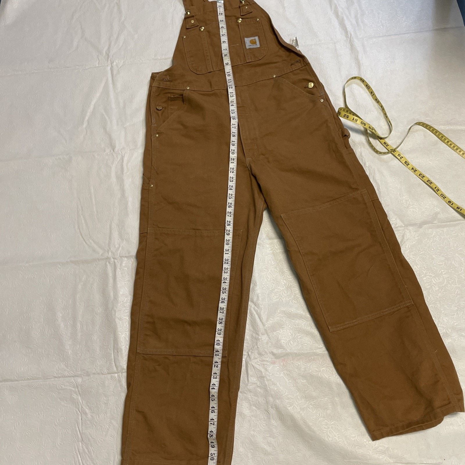 Carhartt Carhartt Mens Bib Work Overalls 36x30 Relaxed Fit Brown Size US 36 / EU 52 - 8 Thumbnail